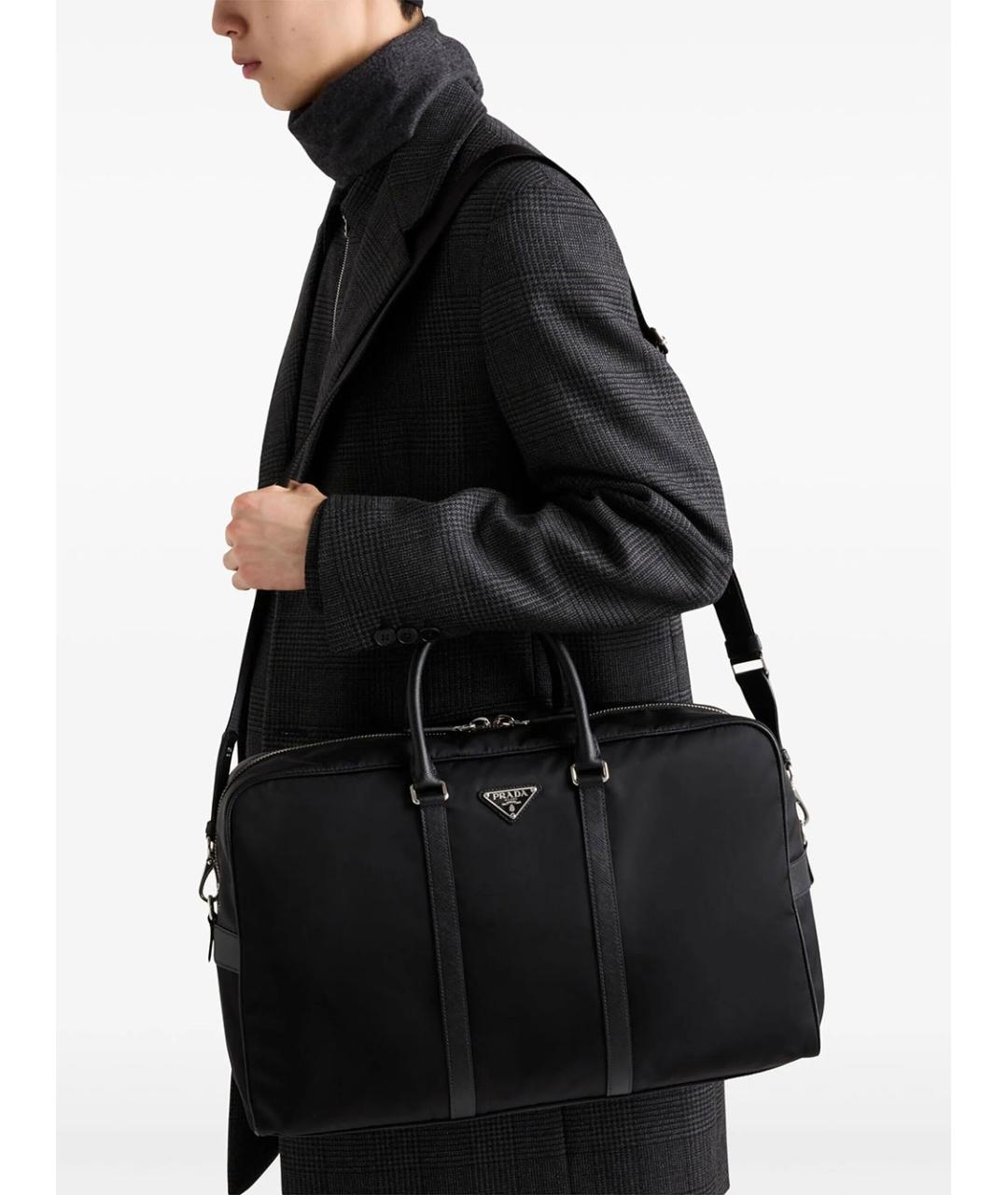 PRADA Черная тканевая сумка тоут, фото 3