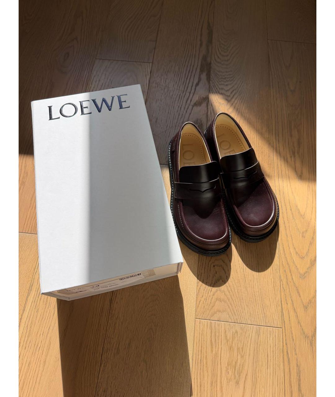 LOEWE Коричневые кожаные лоферы, фото 7