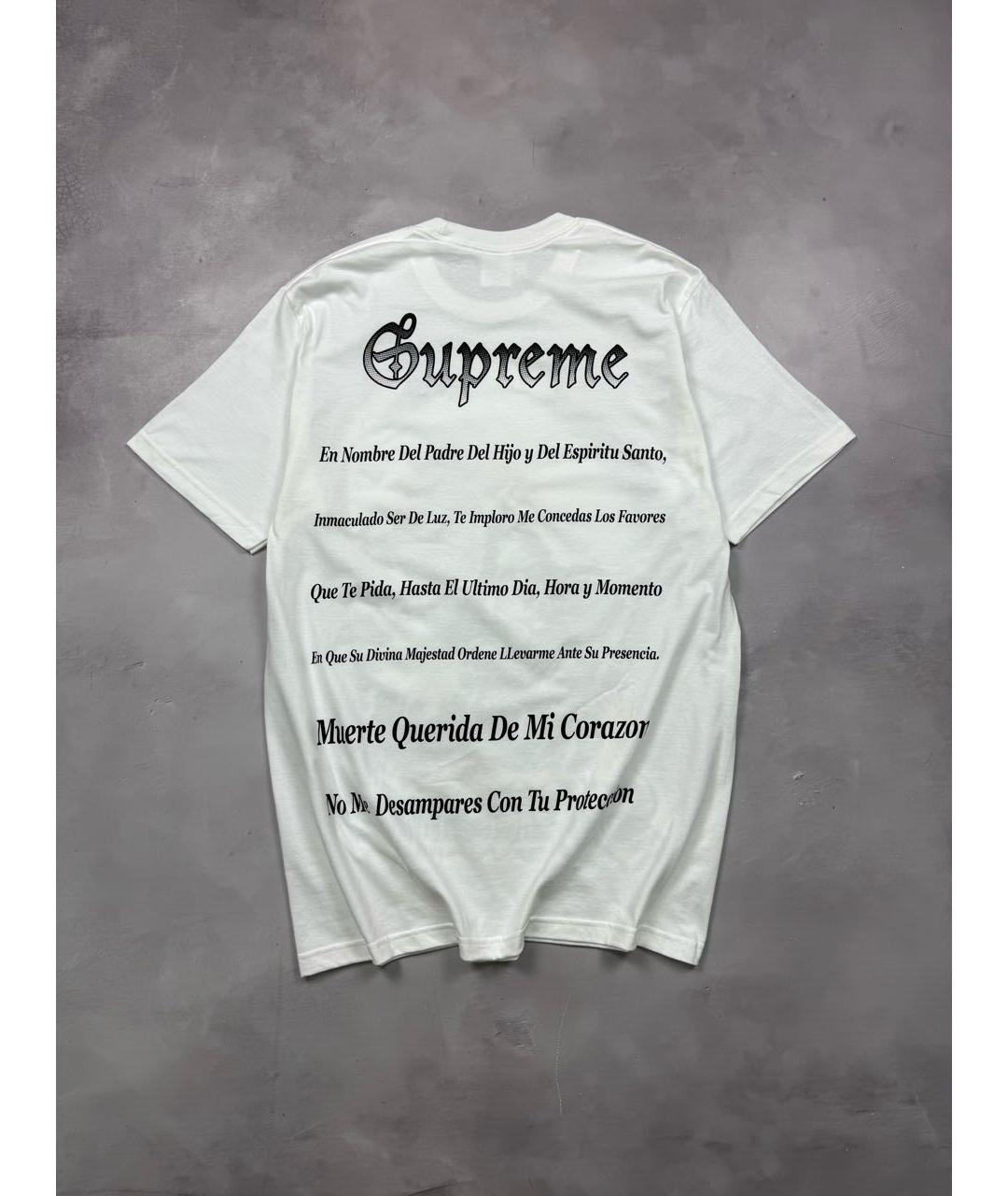 SUPREME Белая хлопковая футболка, фото 4