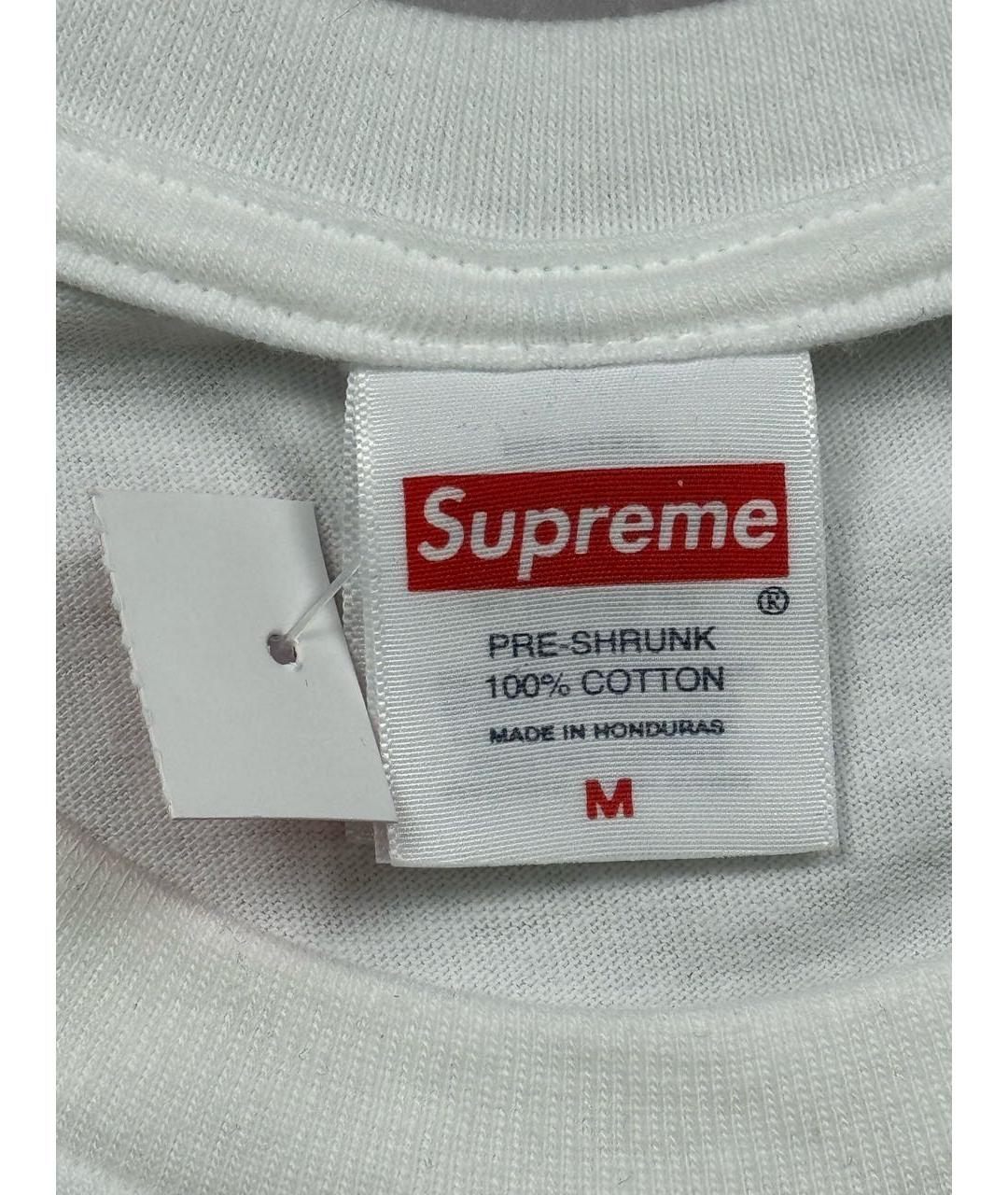 SUPREME Белая хлопковая футболка, фото 6