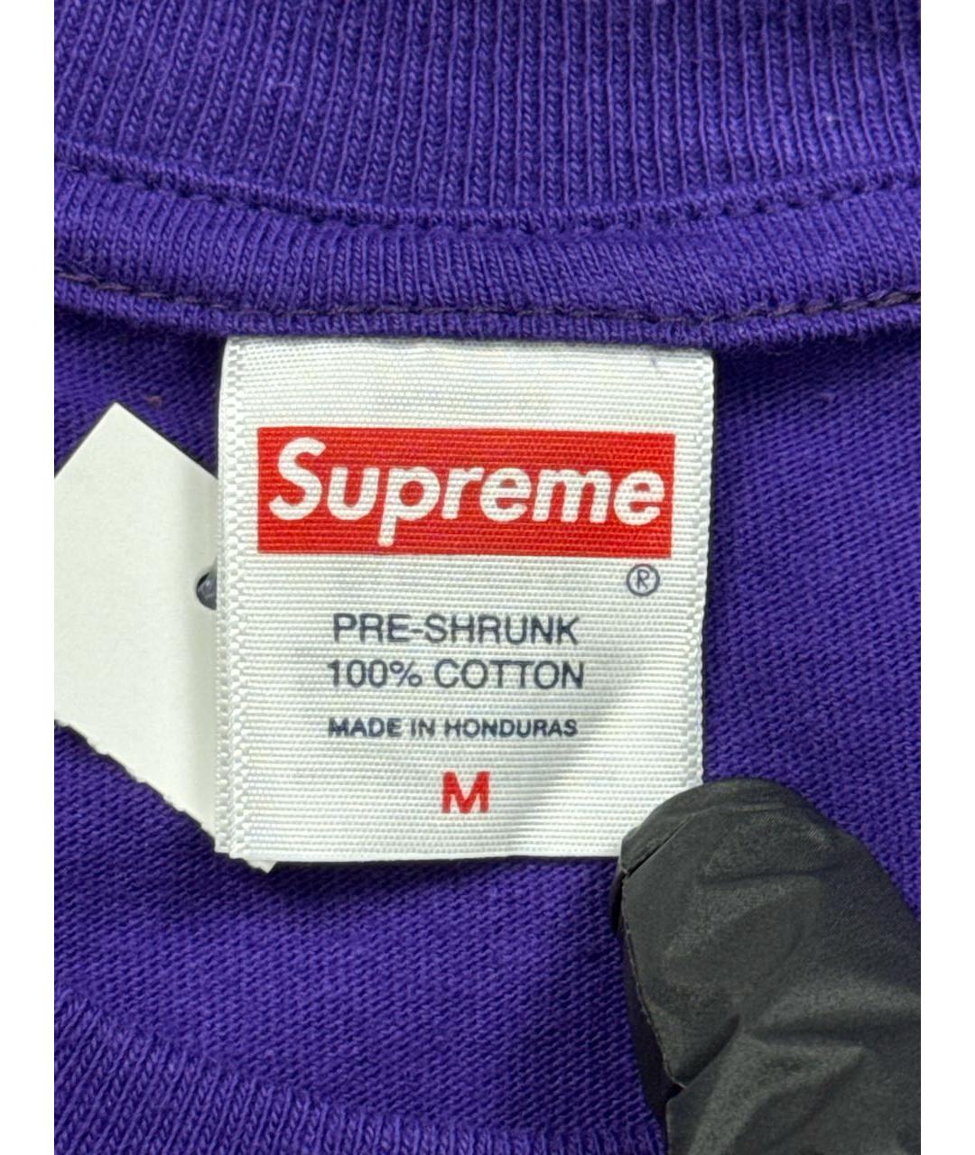 SUPREME Фиолетовая хлопковая футболка, фото 6