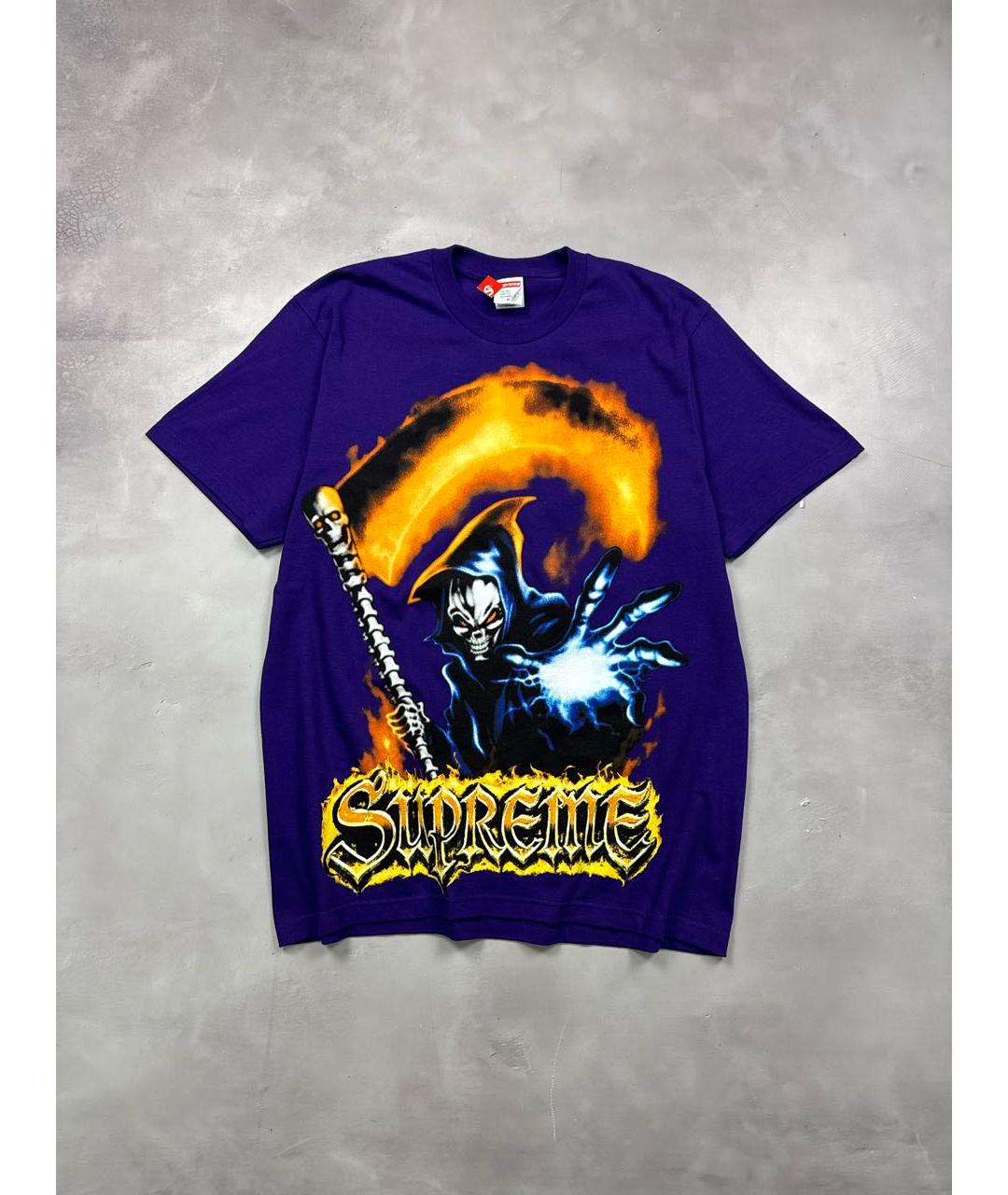 SUPREME Фиолетовая хлопковая футболка, фото 2