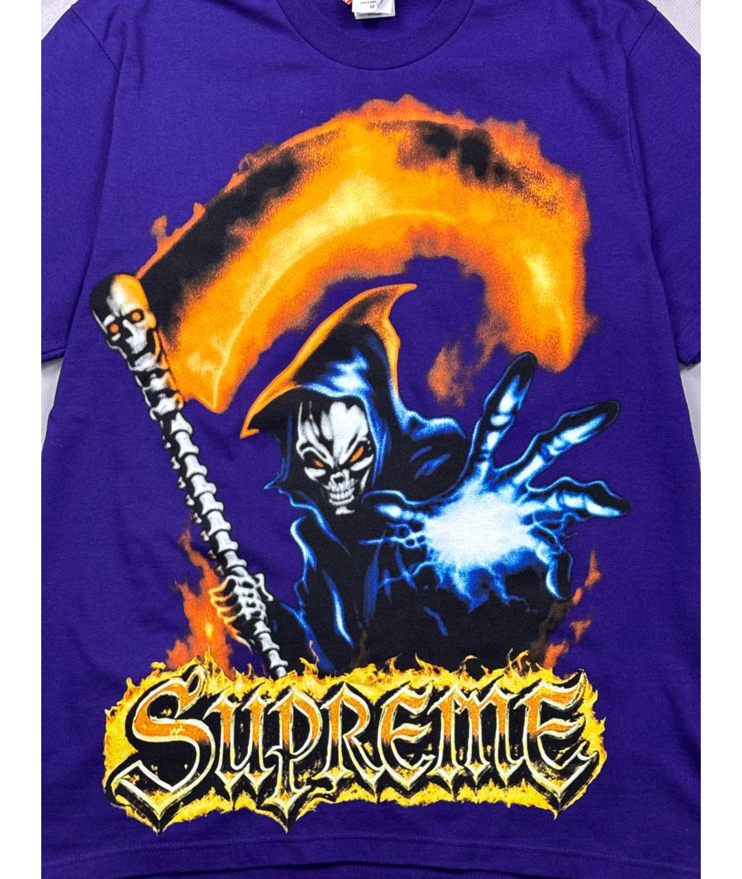 SUPREME Фиолетовая хлопковая футболка, фото 3