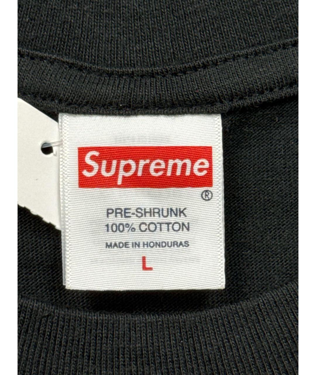 SUPREME Черная хлопковая футболка, фото 6