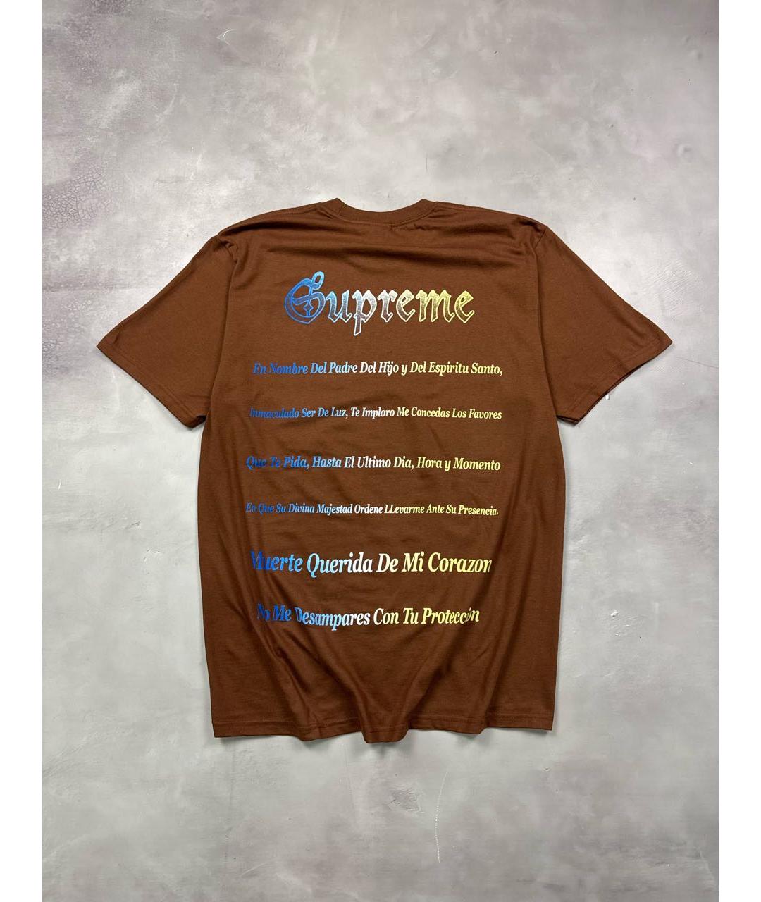 SUPREME Коричневая хлопковая футболка, фото 4