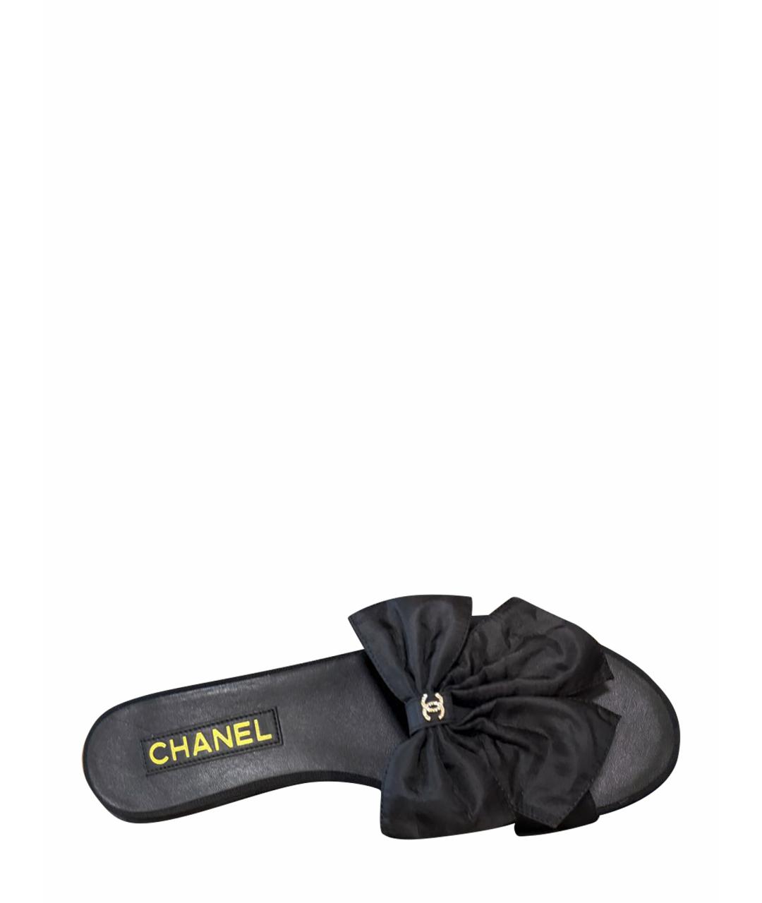 CHANEL Черные текстильные босоножки, фото 1