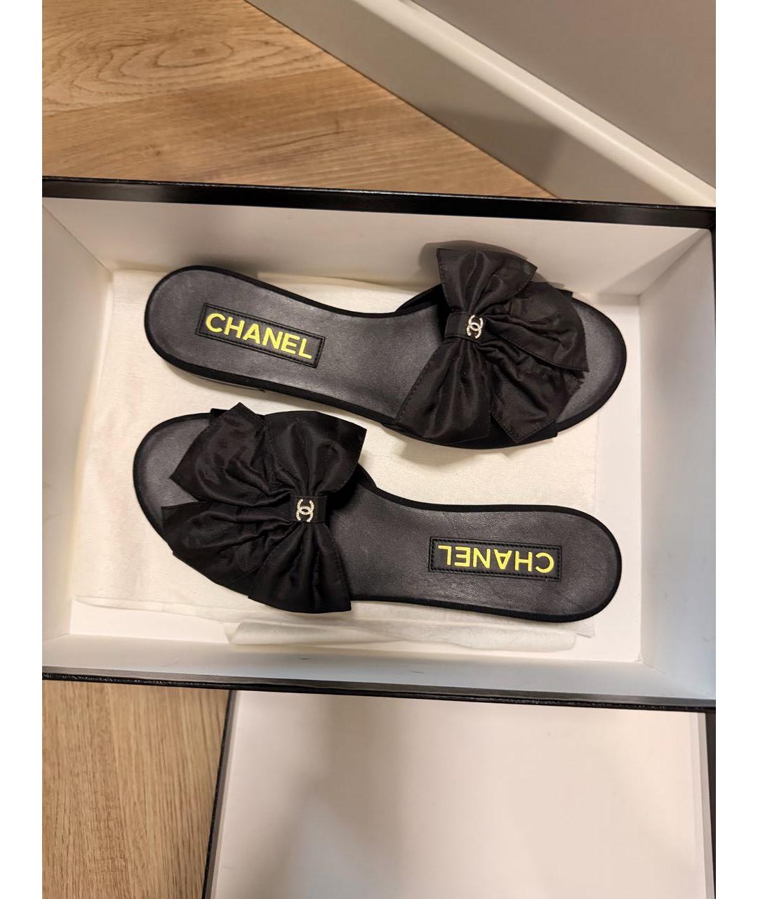 CHANEL Черные текстильные босоножки, фото 8