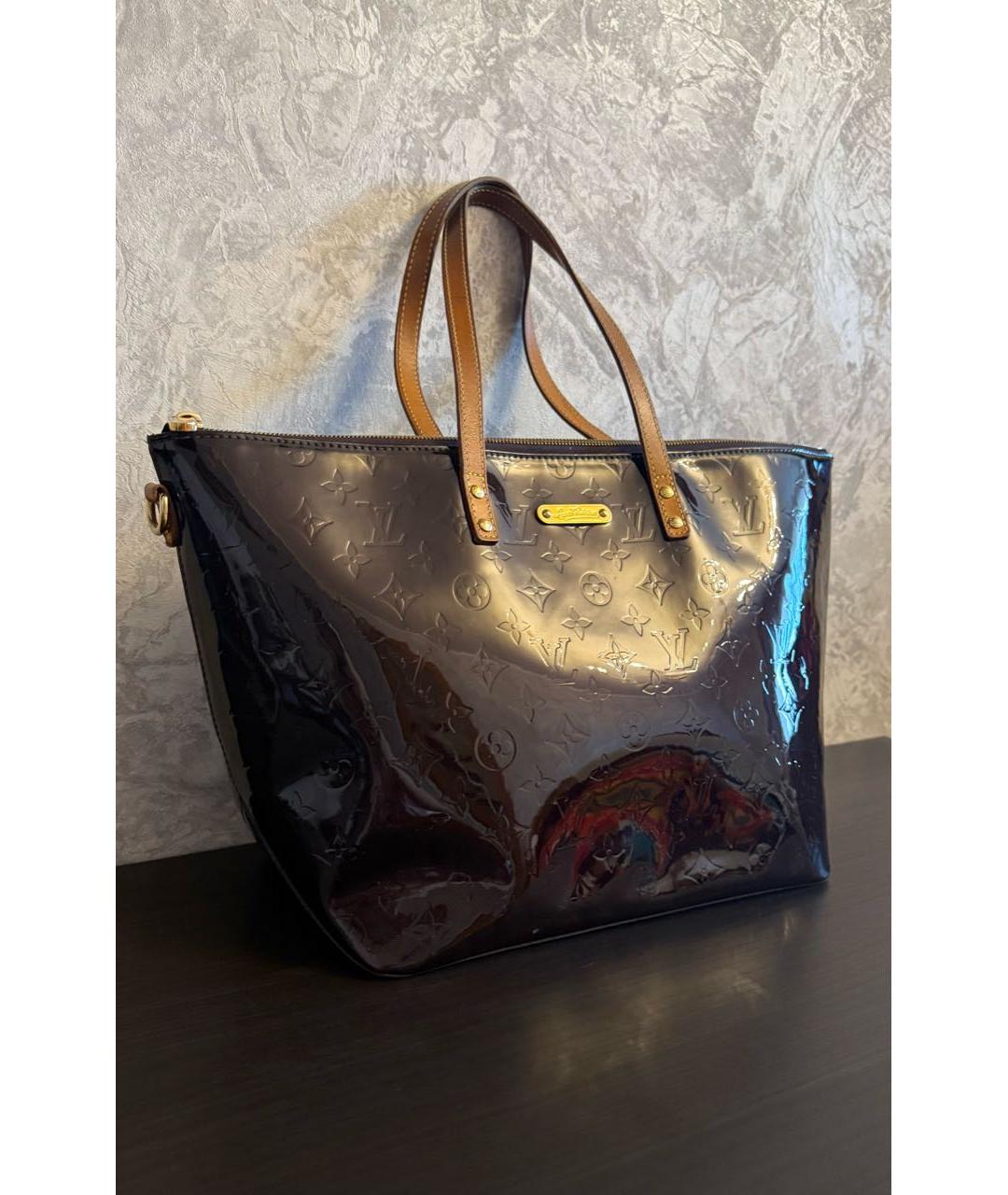 LOUIS VUITTON Бордовая сумка тоут из лакированной кожи, фото 3