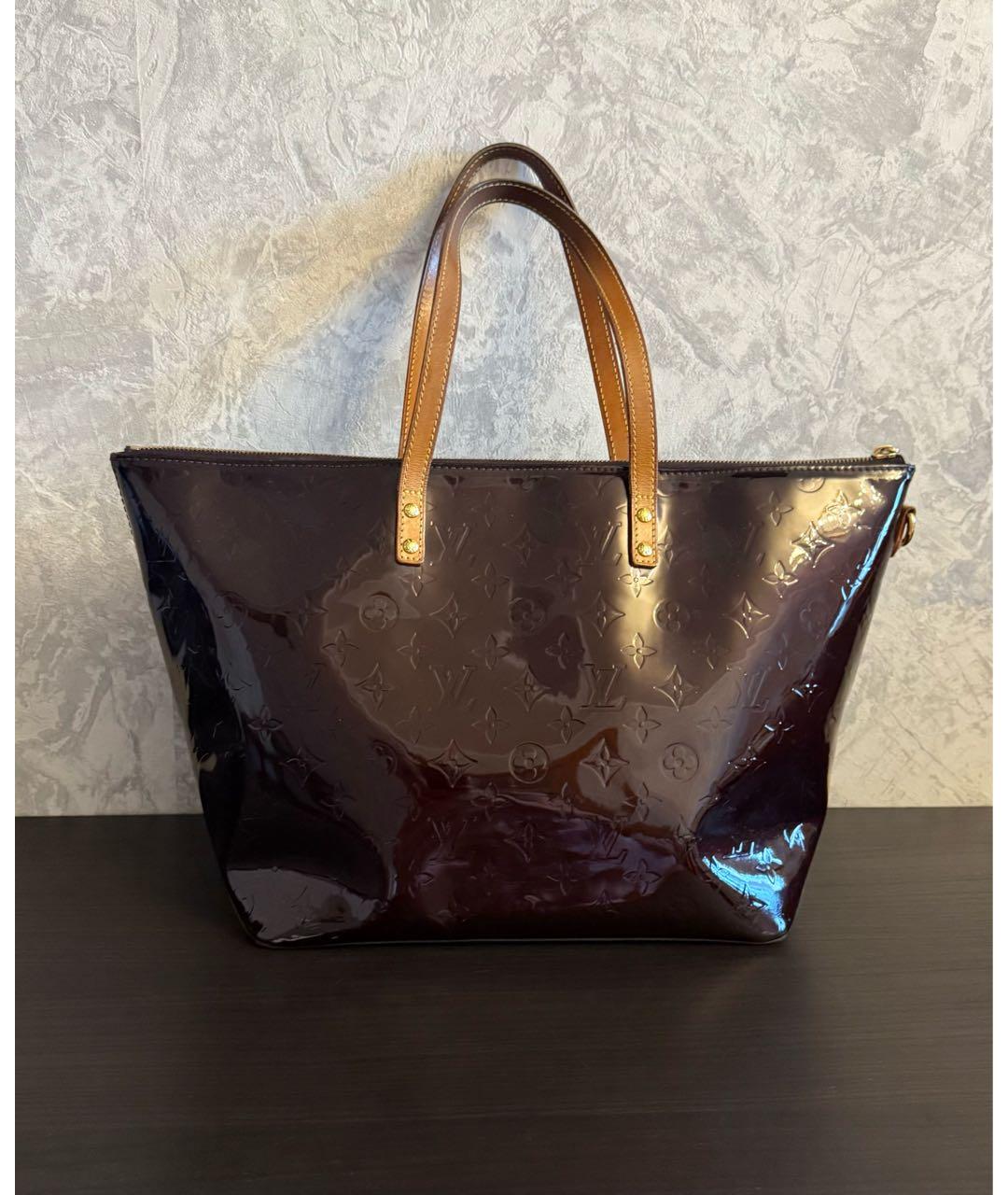 LOUIS VUITTON Бордовая сумка тоут из лакированной кожи, фото 4