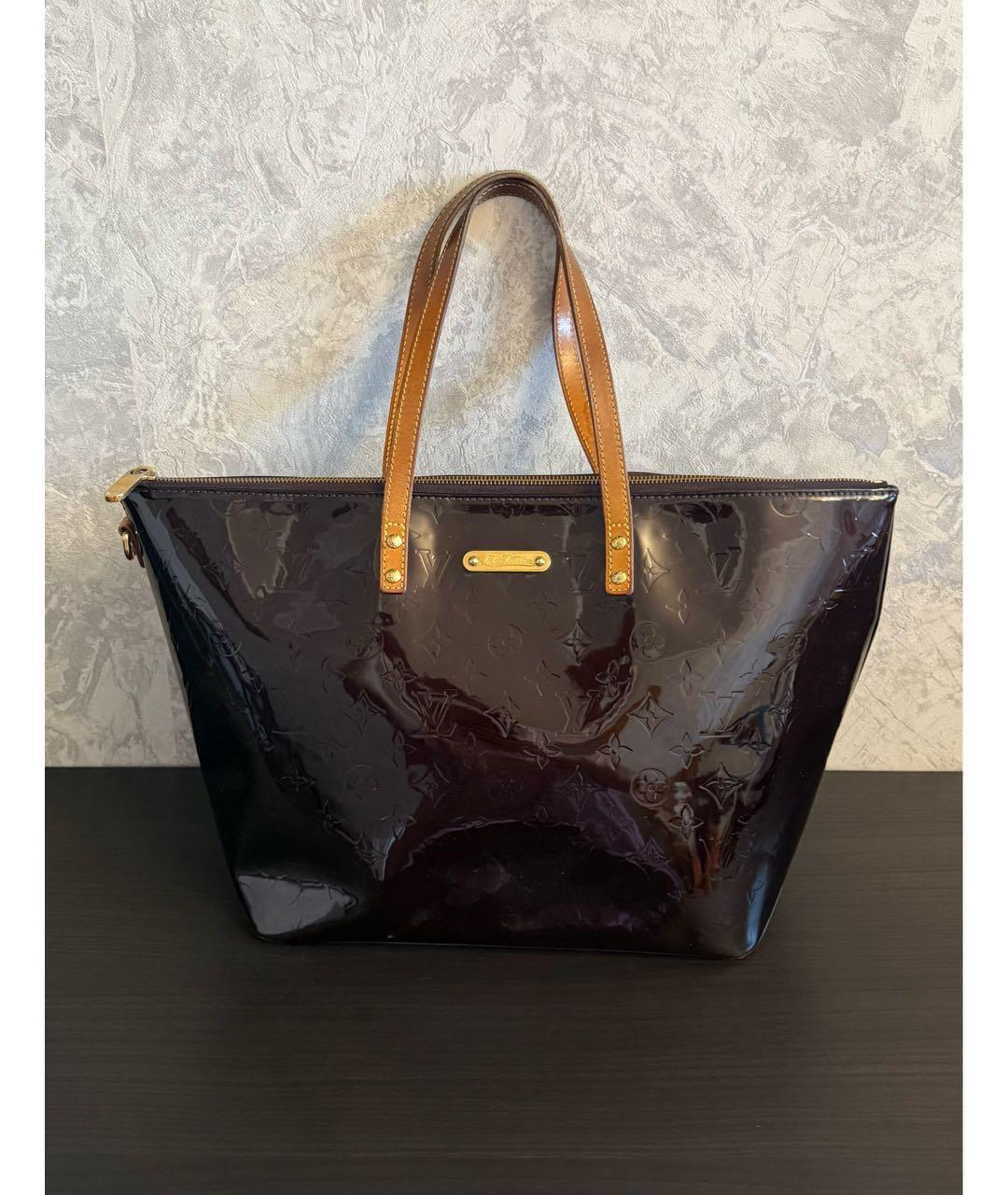 LOUIS VUITTON Бордовая сумка тоут из лакированной кожи, фото 2