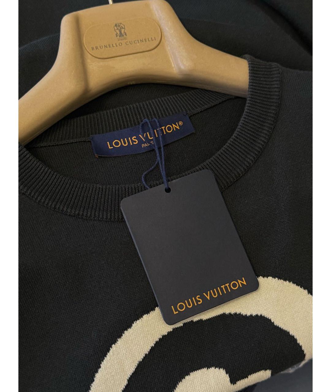 LOUIS VUITTON Черная хлопковая футболка, фото 4