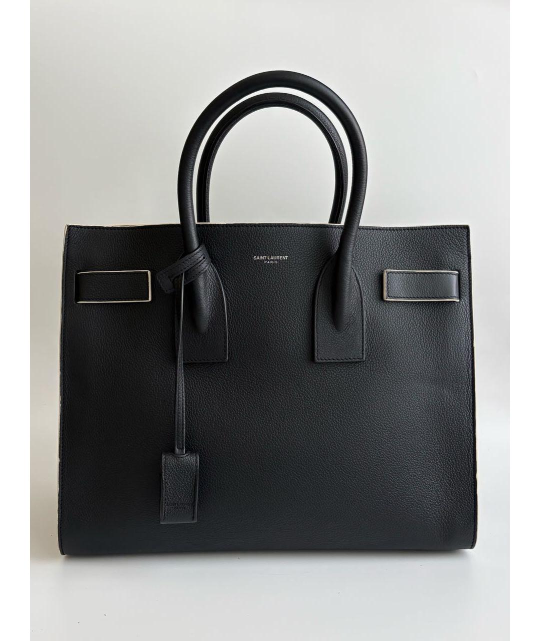 SAINT LAURENT Черная кожаная сумка с короткими ручками, фото 9