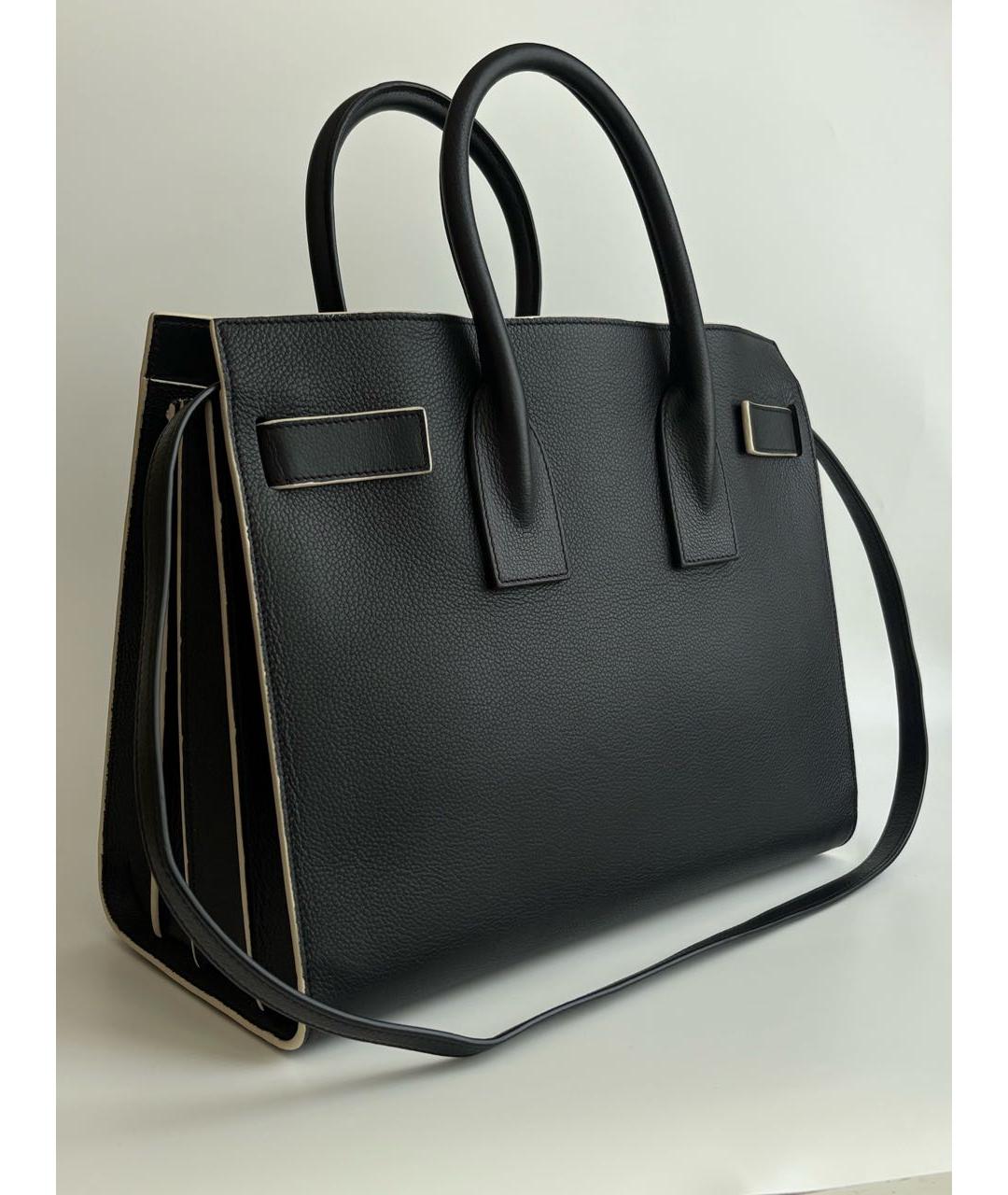 SAINT LAURENT Черная кожаная сумка с короткими ручками, фото 3
