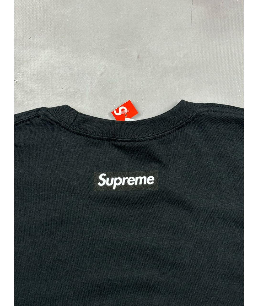 SUPREME Черная хлопковая футболка, фото 4