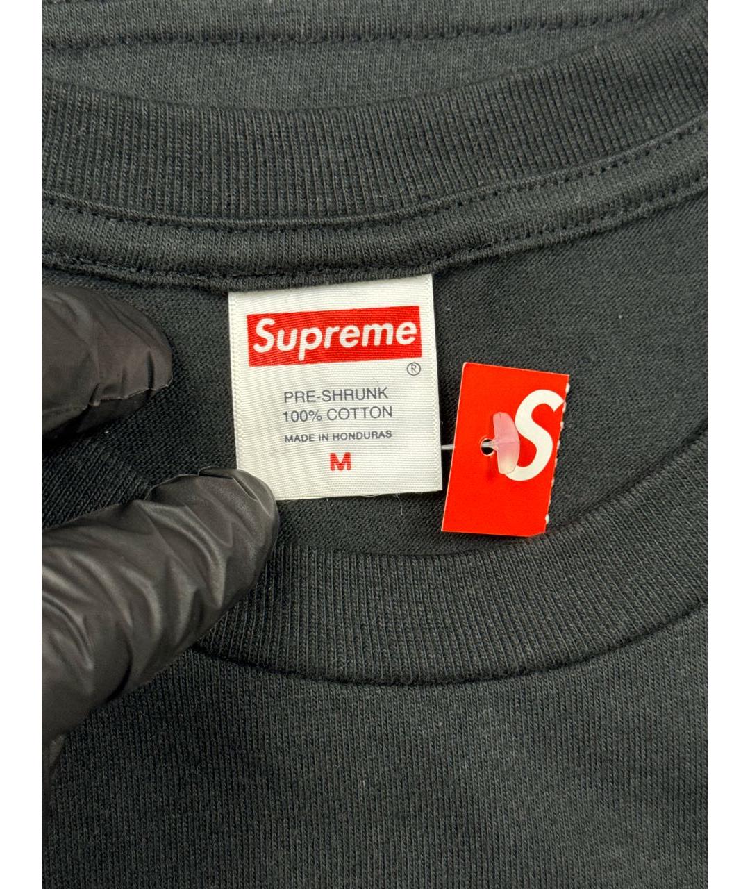 SUPREME Черная хлопковая футболка, фото 6