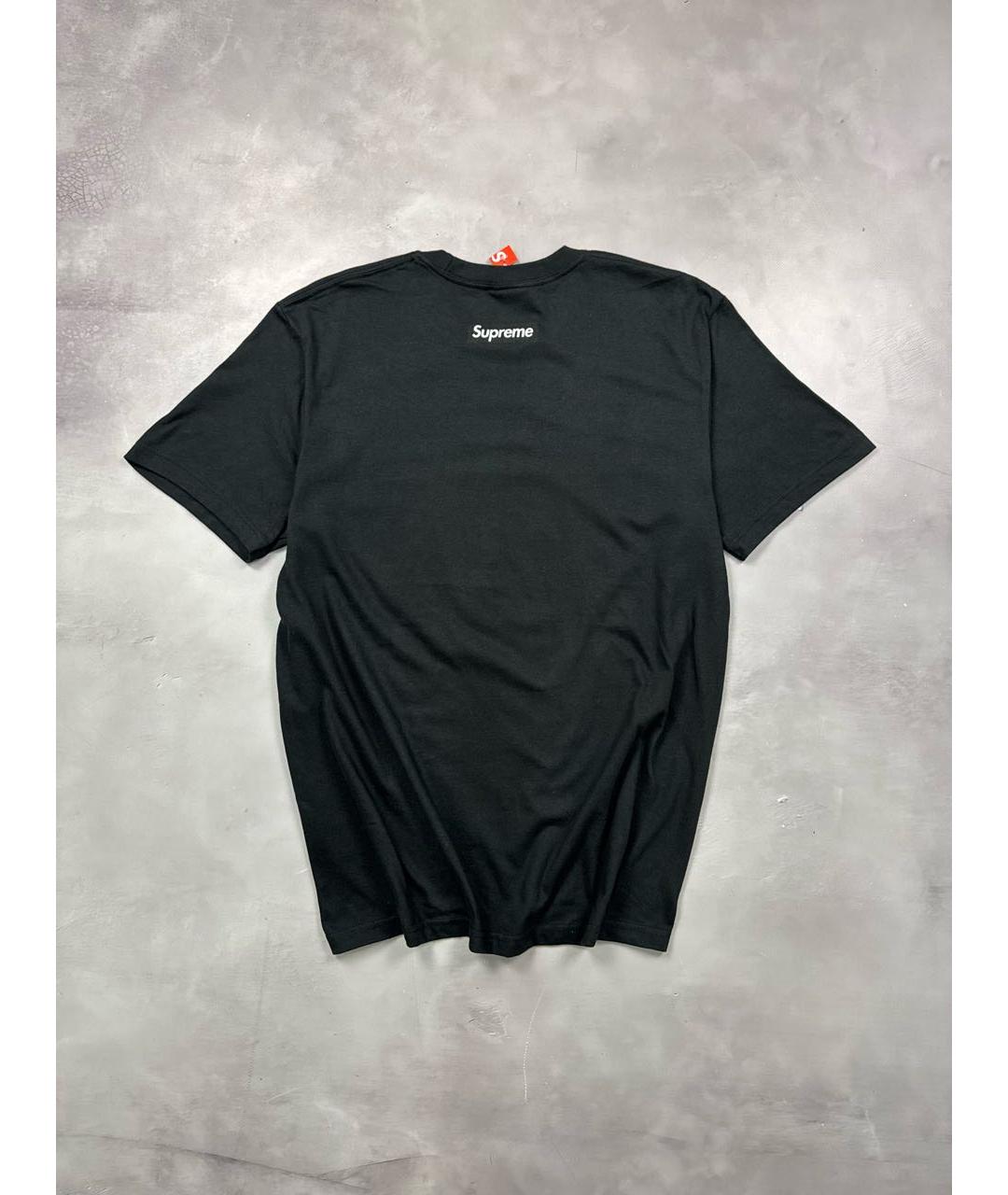 SUPREME Черная хлопковая футболка, фото 3