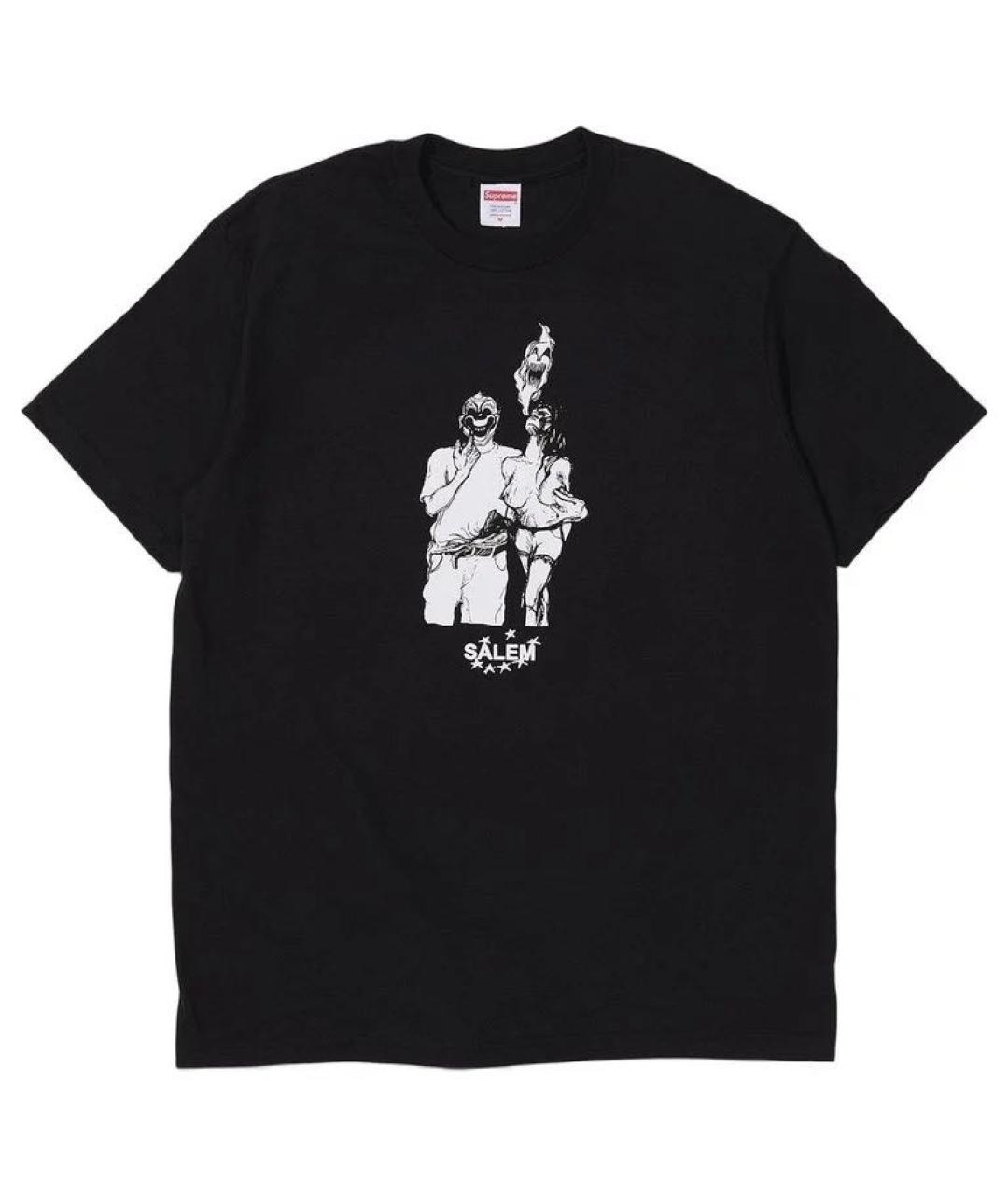 SUPREME Черная хлопковая футболка, фото 1