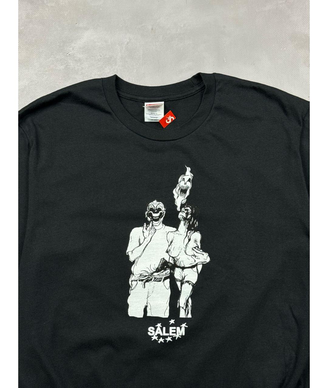 SUPREME Черная хлопковая футболка, фото 2