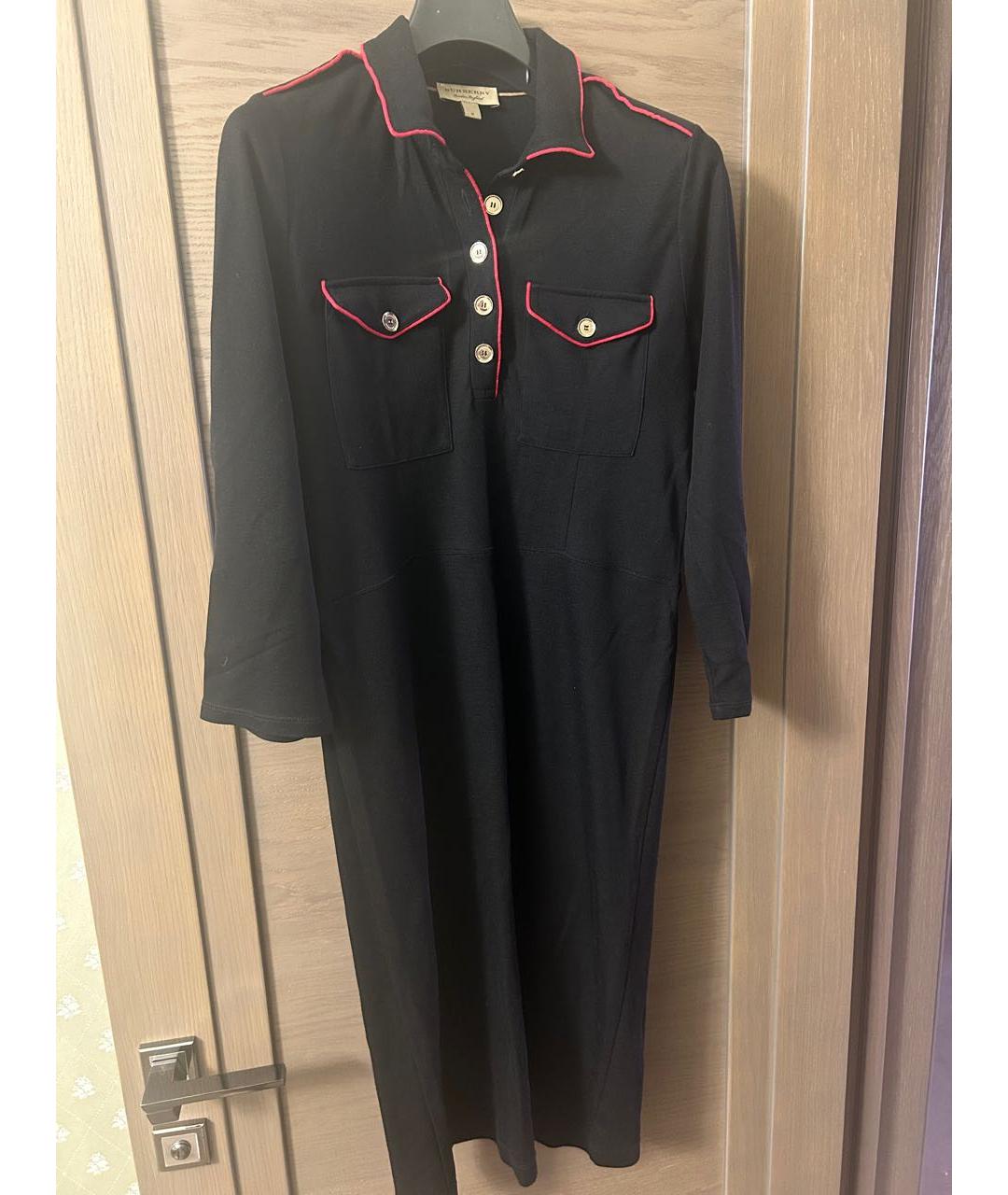 BURBERRY Черное вискозное повседневное платье, фото 5