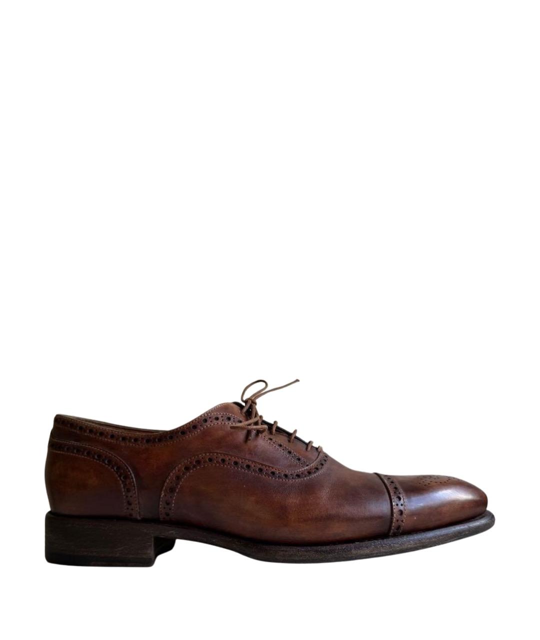 SANTONI Коричневые кожаные туфли, фото 1