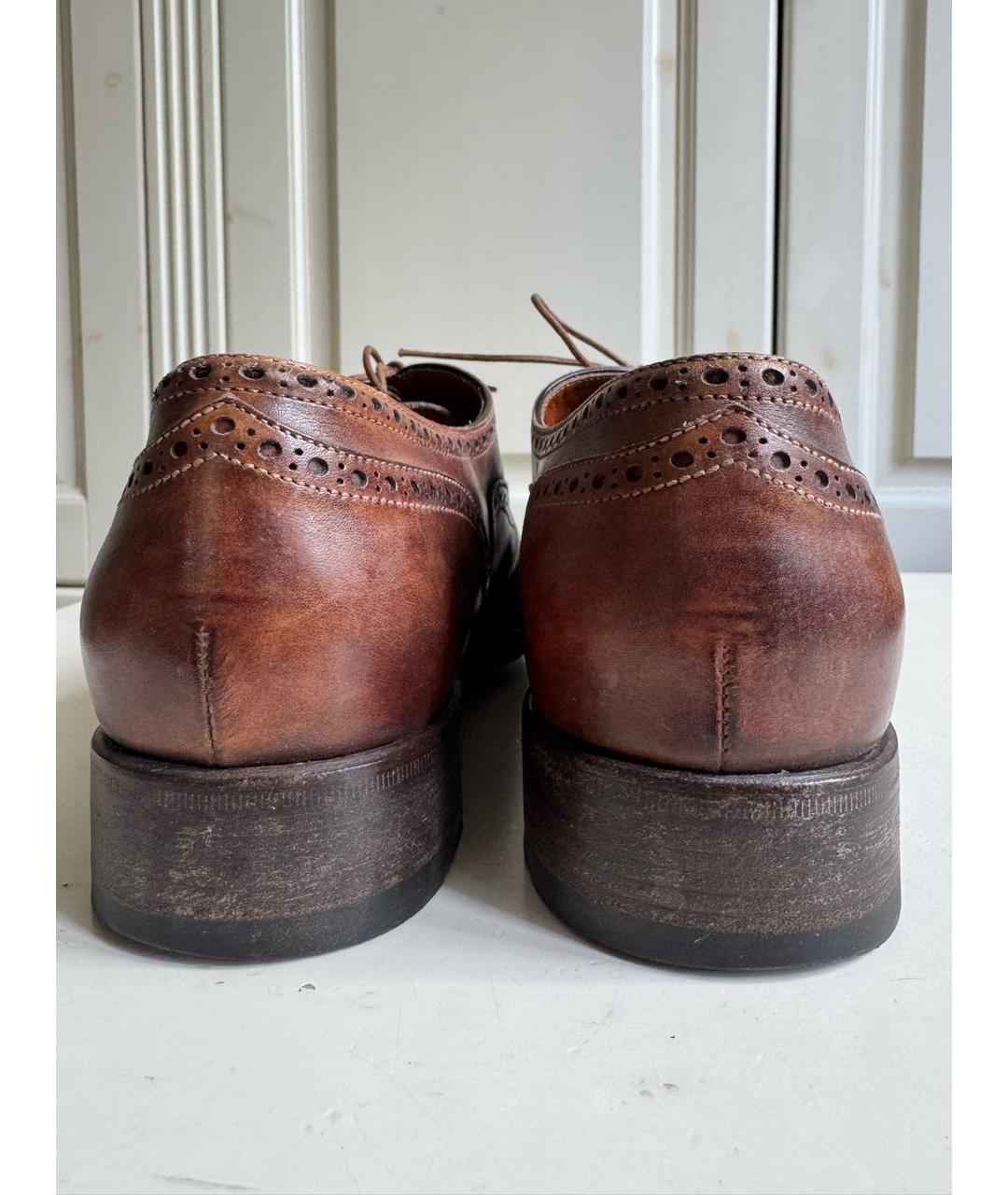 SANTONI Коричневые кожаные туфли, фото 3