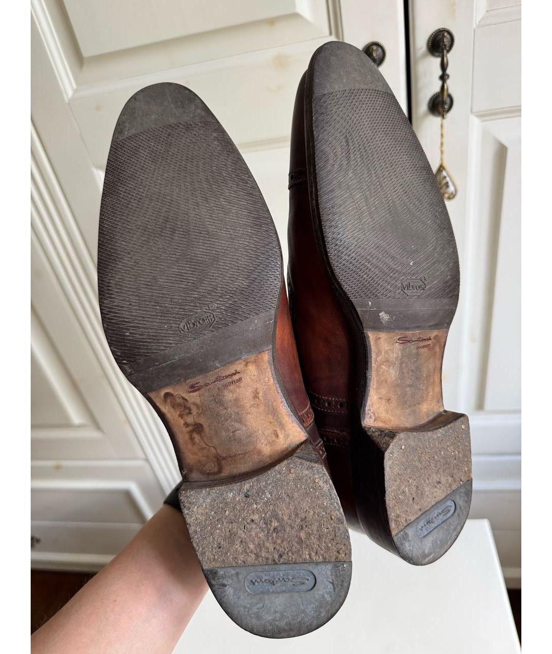 SANTONI Коричневые кожаные туфли, фото 8