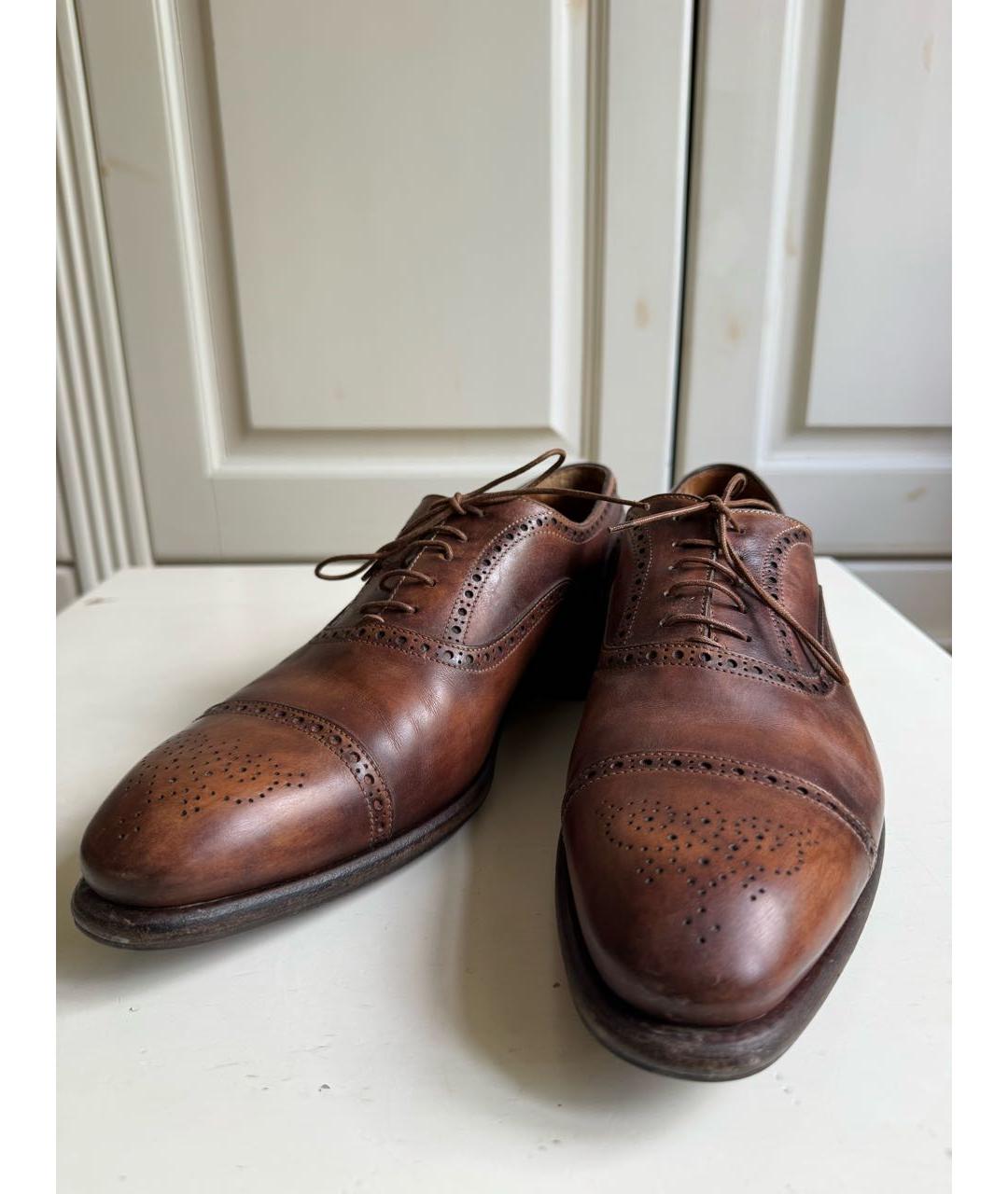 SANTONI Коричневые кожаные туфли, фото 4