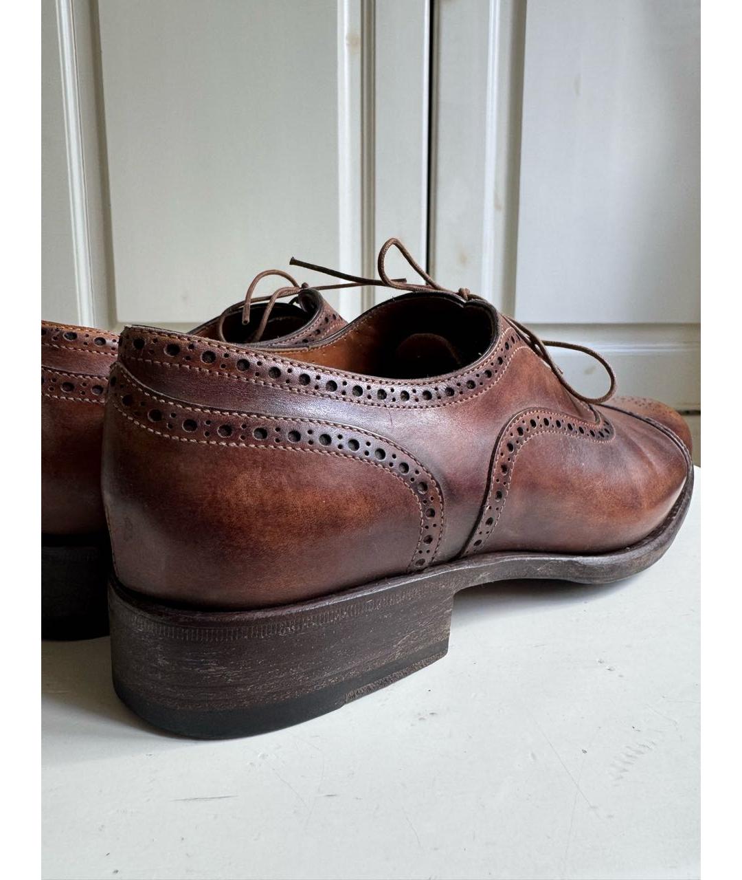 SANTONI Коричневые кожаные туфли, фото 6