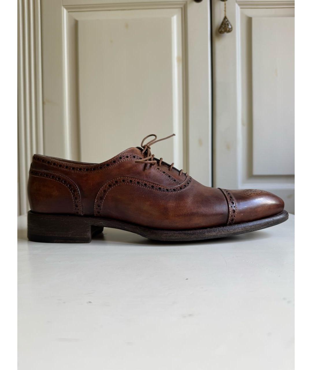 SANTONI Коричневые кожаные туфли, фото 9