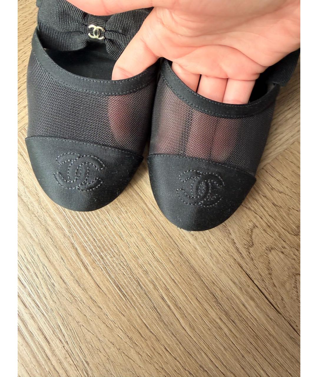 CHANEL Черные текстильные балетки, фото 8