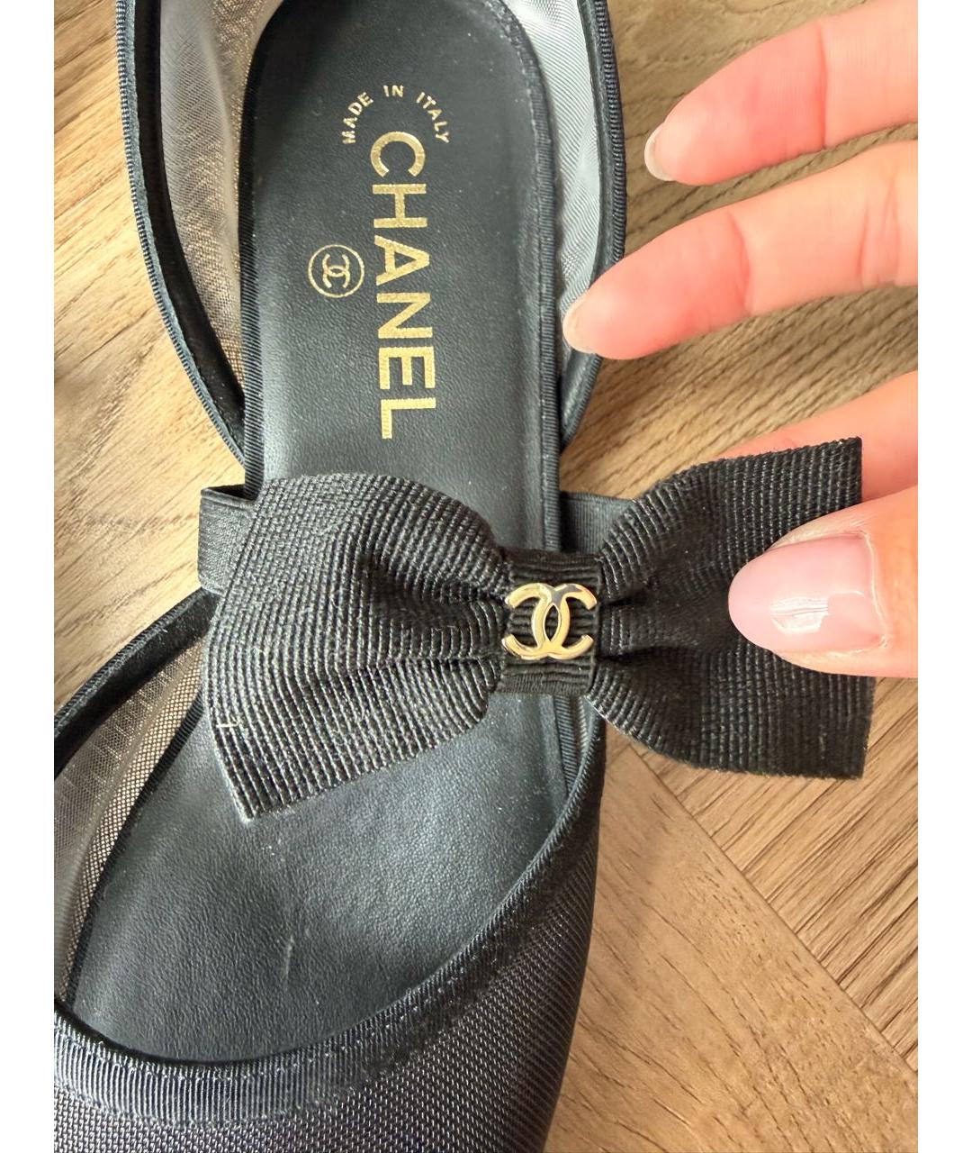 CHANEL Черные текстильные балетки, фото 7