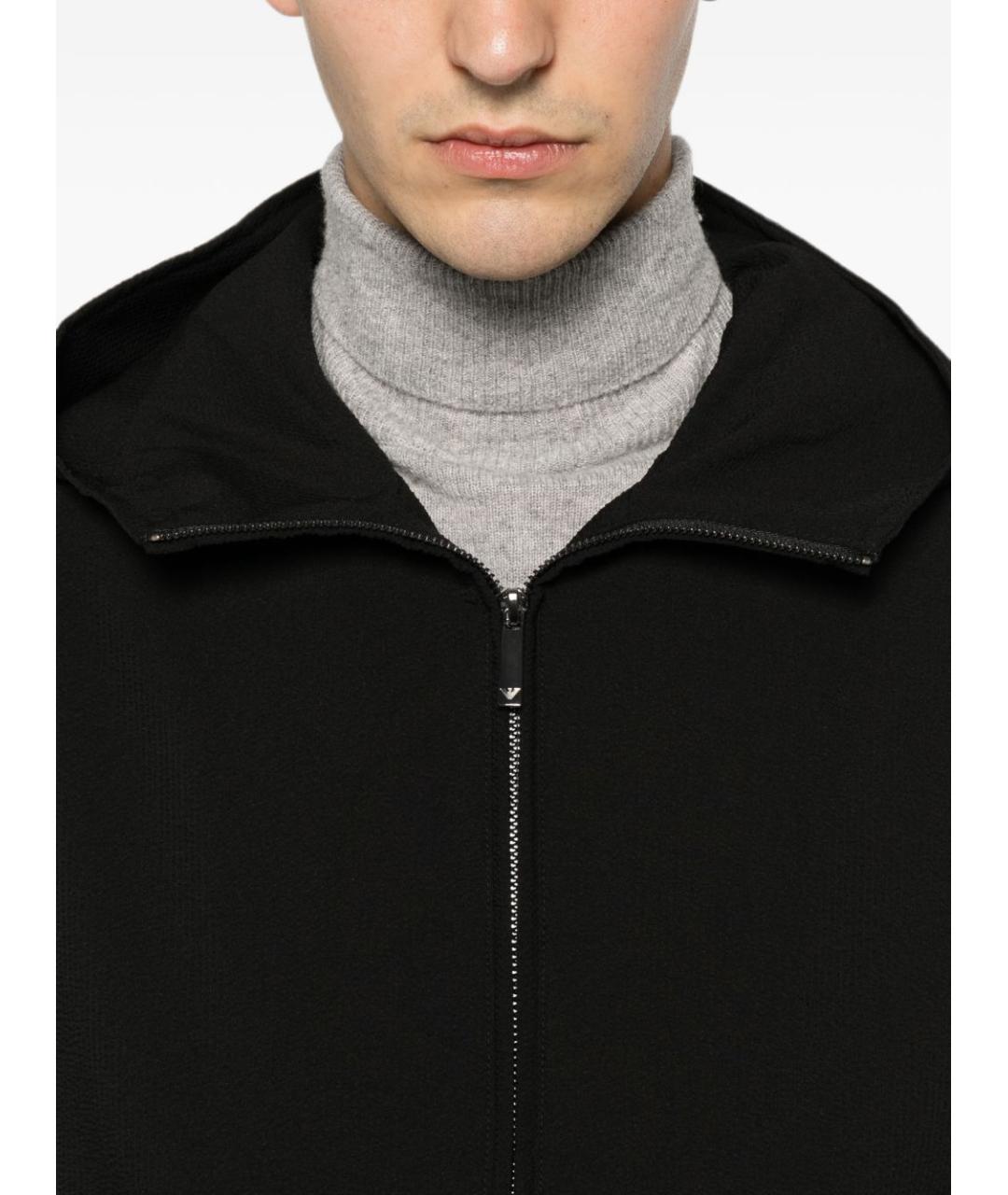 EMPORIO ARMANI Черное хлопко-эластановое пальто, фото 2