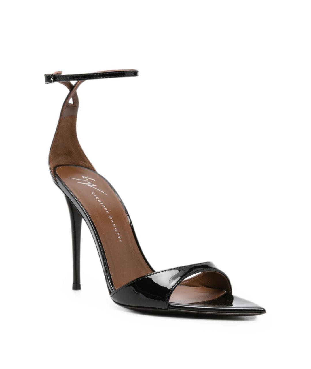 GIUSEPPE ZANOTTI DESIGN Черные босоножки из лакированной кожи, фото 4