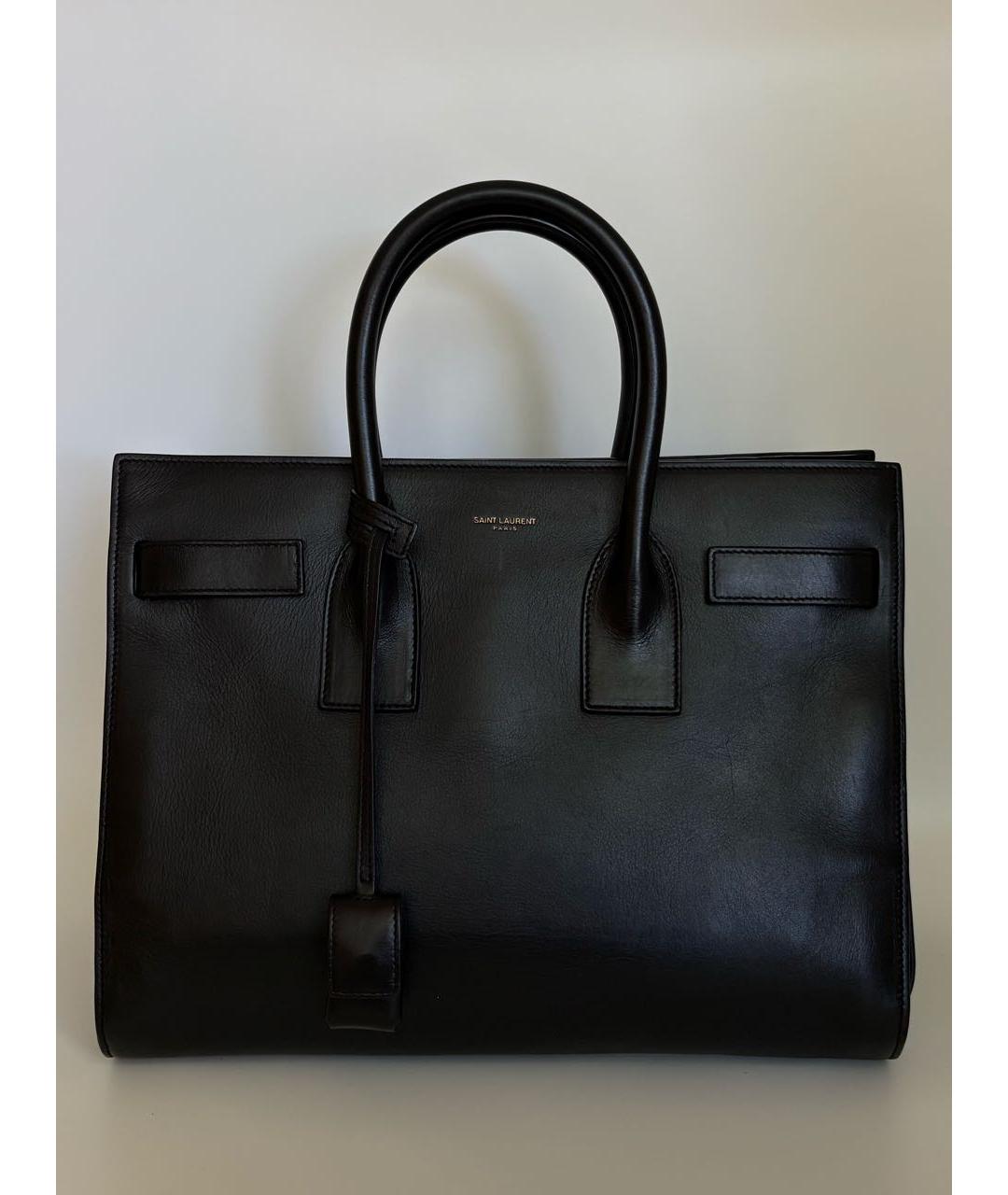 SAINT LAURENT Черная кожаная сумка с короткими ручками, фото 9
