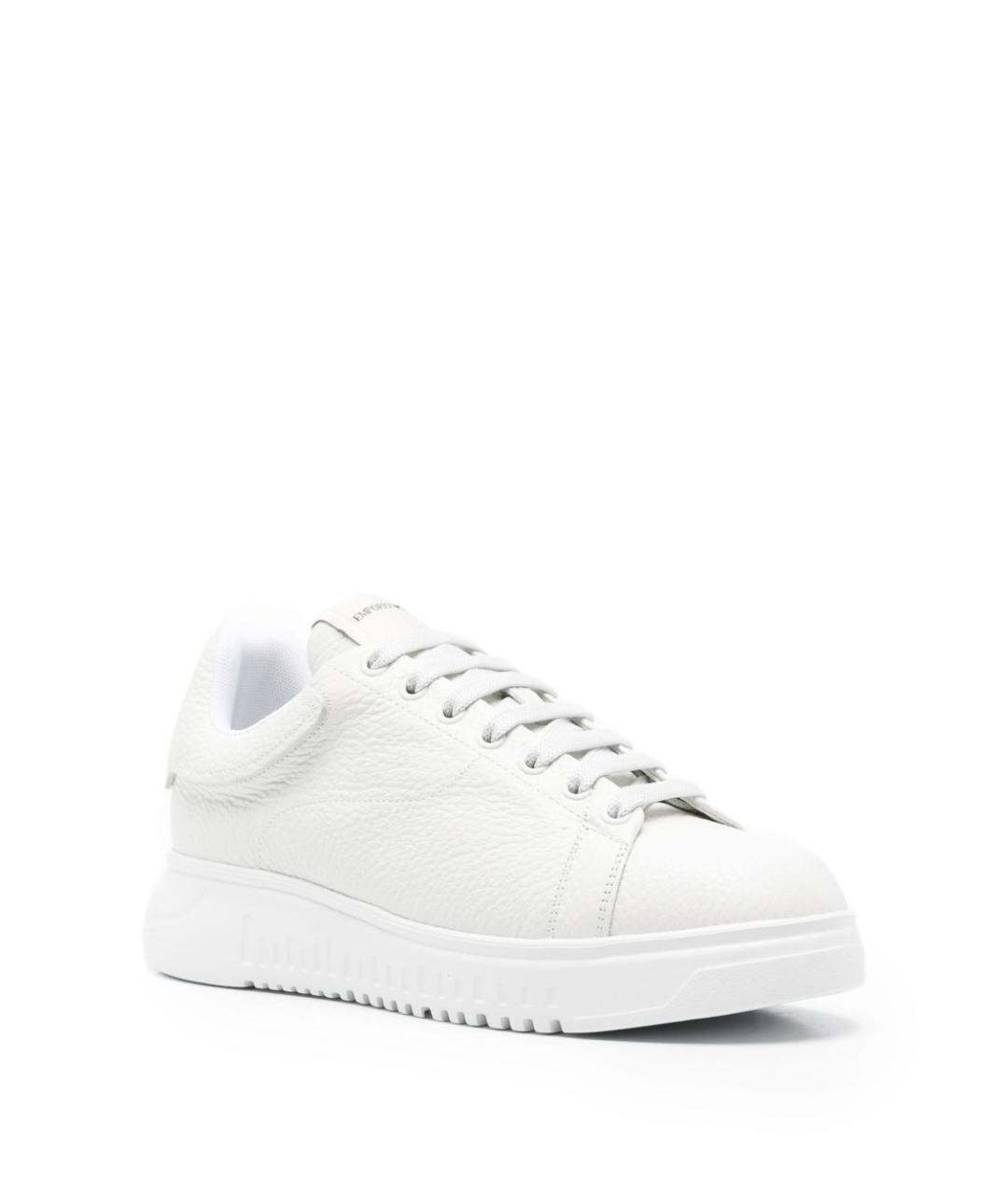 EMPORIO ARMANI Белые кожаные низкие кроссовки / кеды, фото 4