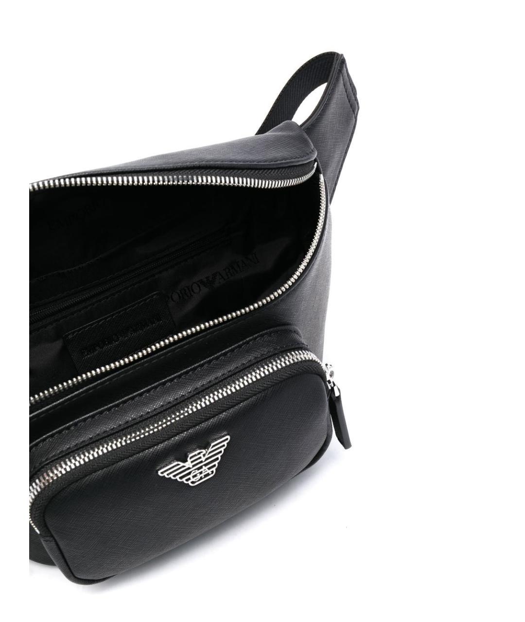 EMPORIO ARMANI Черная синтетическая поясная сумка, фото 2