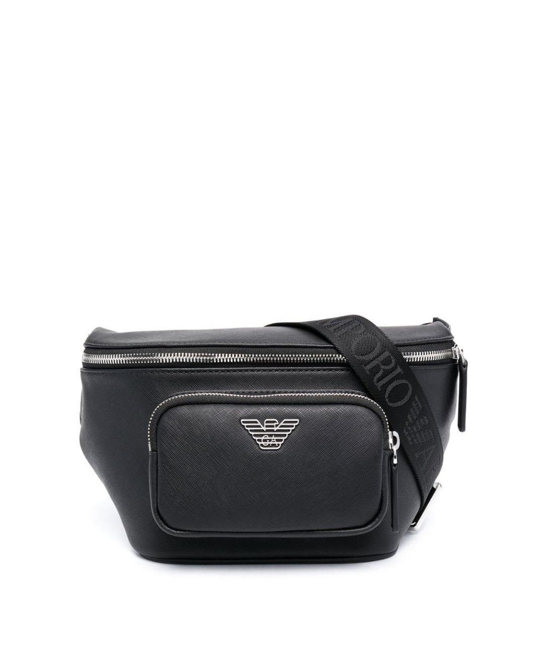 EMPORIO ARMANI Черная синтетическая поясная сумка, фото 1