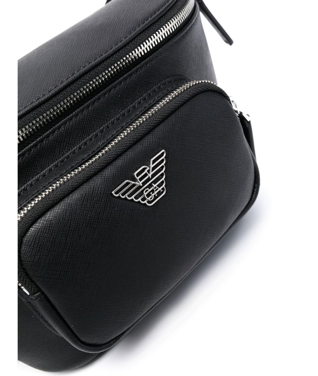 EMPORIO ARMANI Черная синтетическая поясная сумка, фото 5
