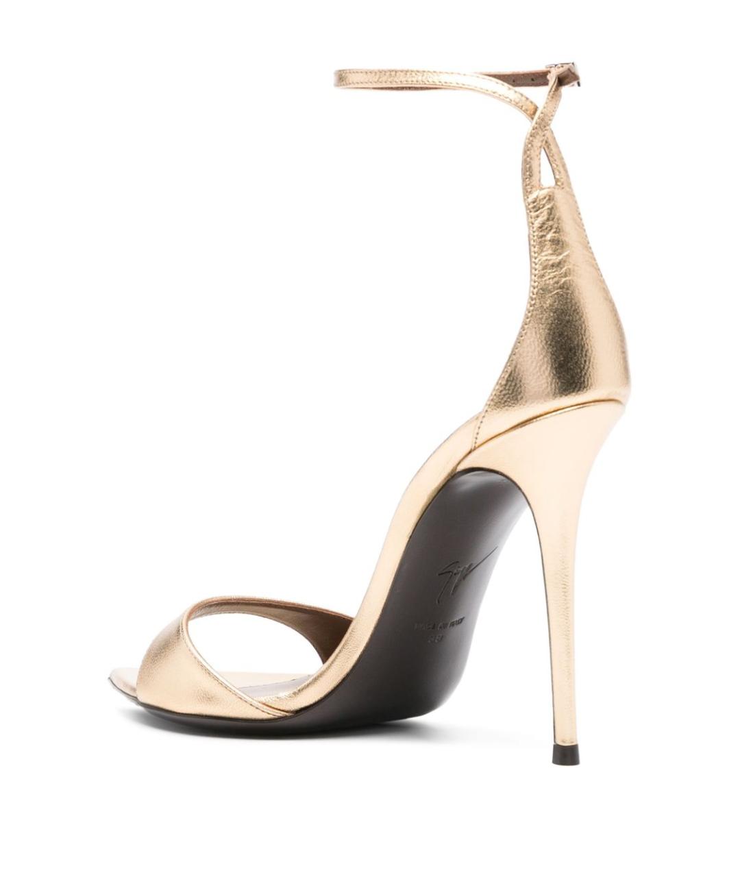 GIUSEPPE ZANOTTI DESIGN Золотые кожаные босоножки, фото 4