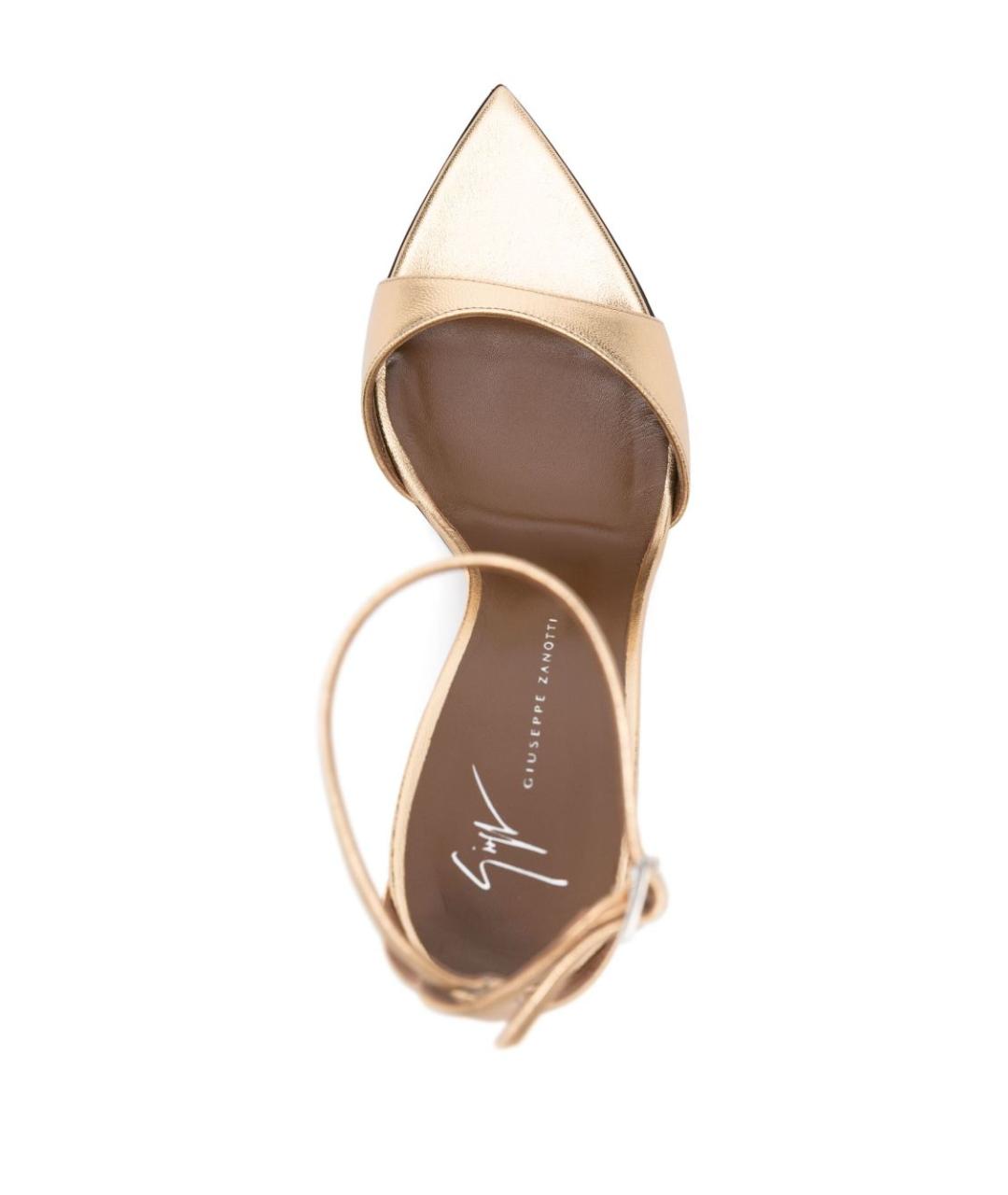 GIUSEPPE ZANOTTI DESIGN Золотые кожаные босоножки, фото 3