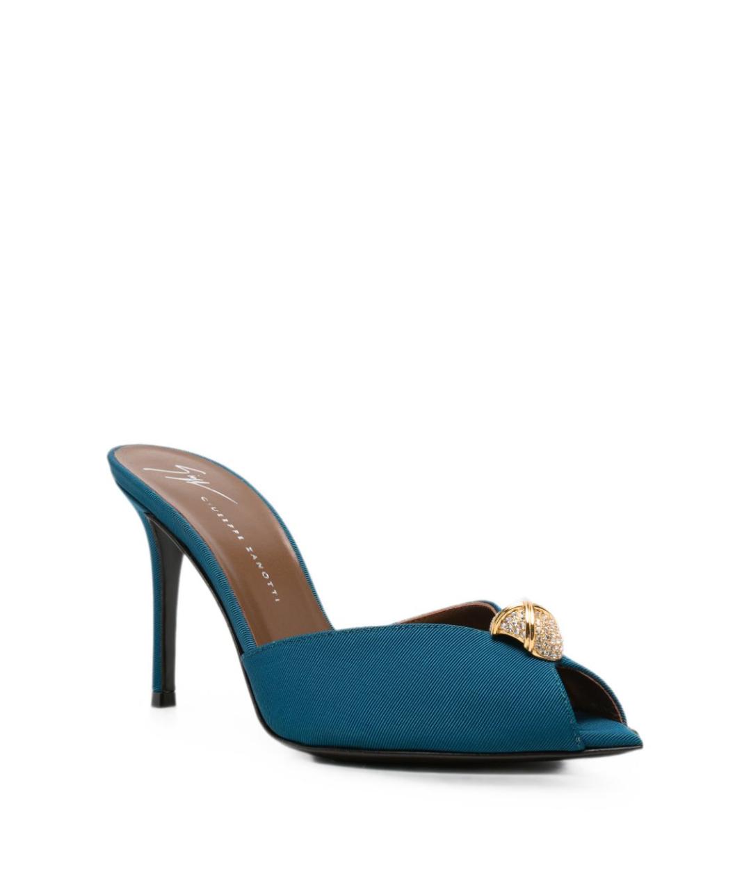 GIUSEPPE ZANOTTI DESIGN Синие текстильные мюли, фото 4