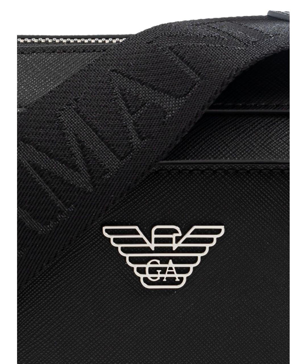 EMPORIO ARMANI Черная сумка на плечо из искусственной кожи, фото 3