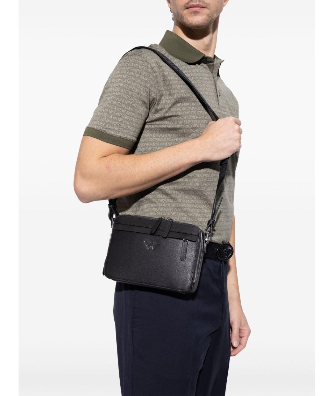 EMPORIO ARMANI Черная сумка на плечо из искусственной кожи, фото 2