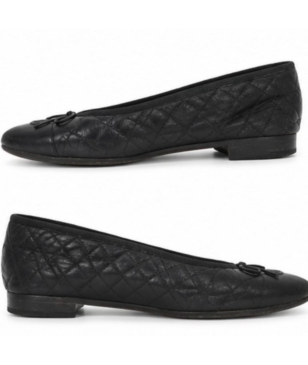 CHANEL Черные кожаные балетки, фото 5