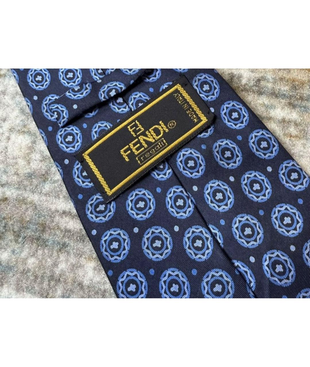 FENDI Синий шелковый галстук, фото 3