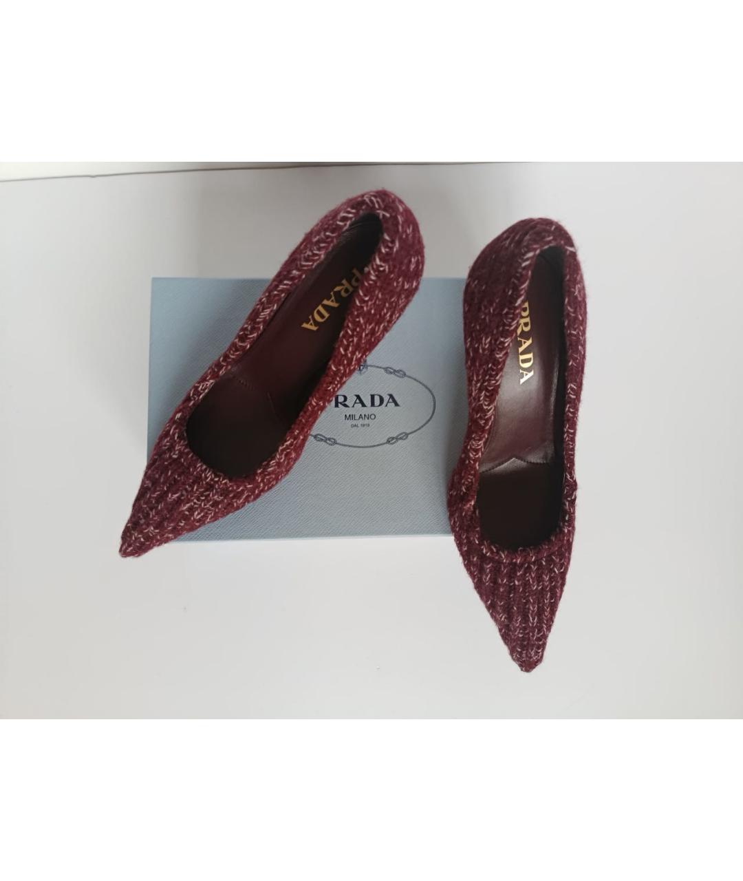 PRADA Бордовые текстильные туфли, фото 4