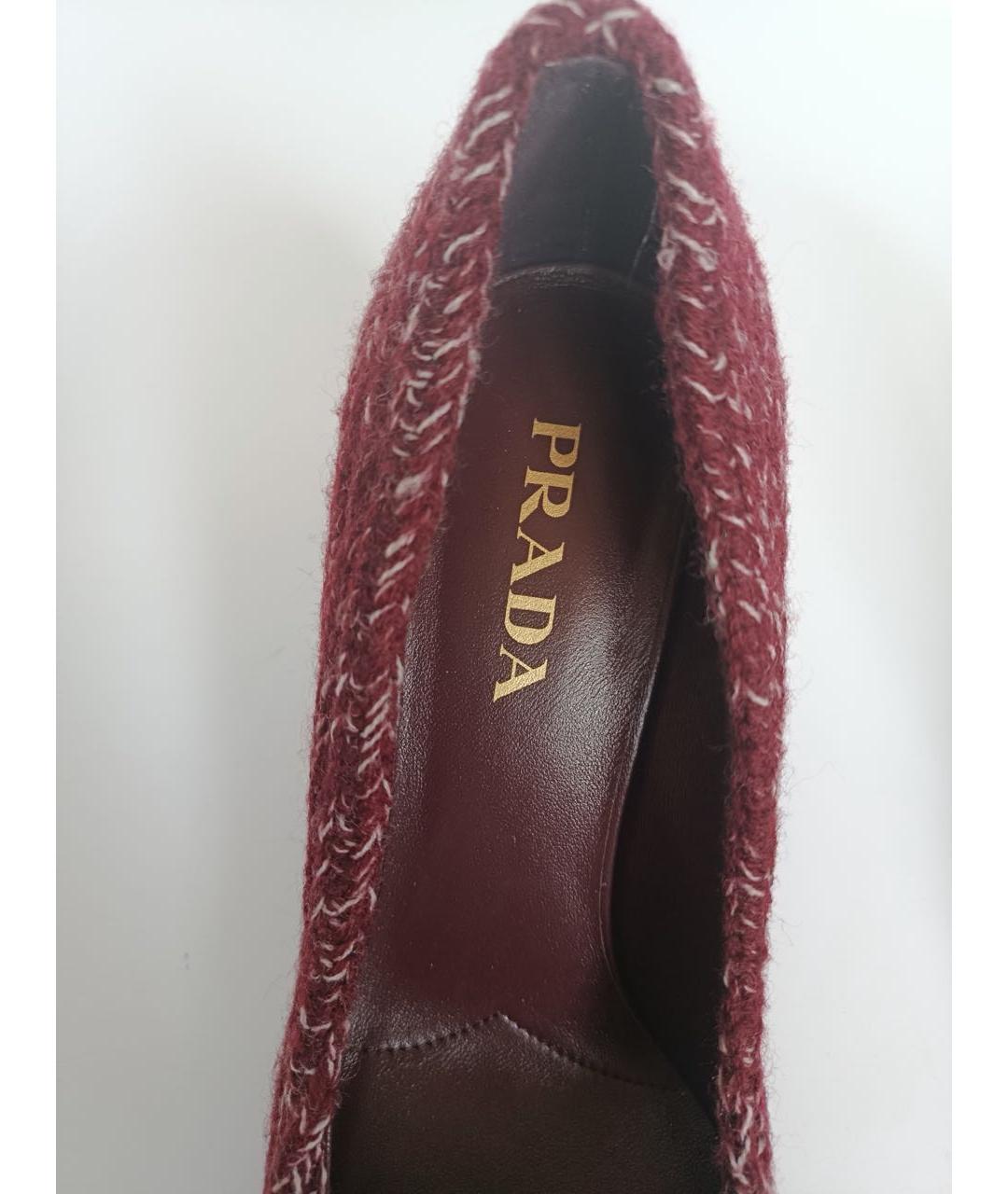 PRADA Бордовые текстильные туфли, фото 6