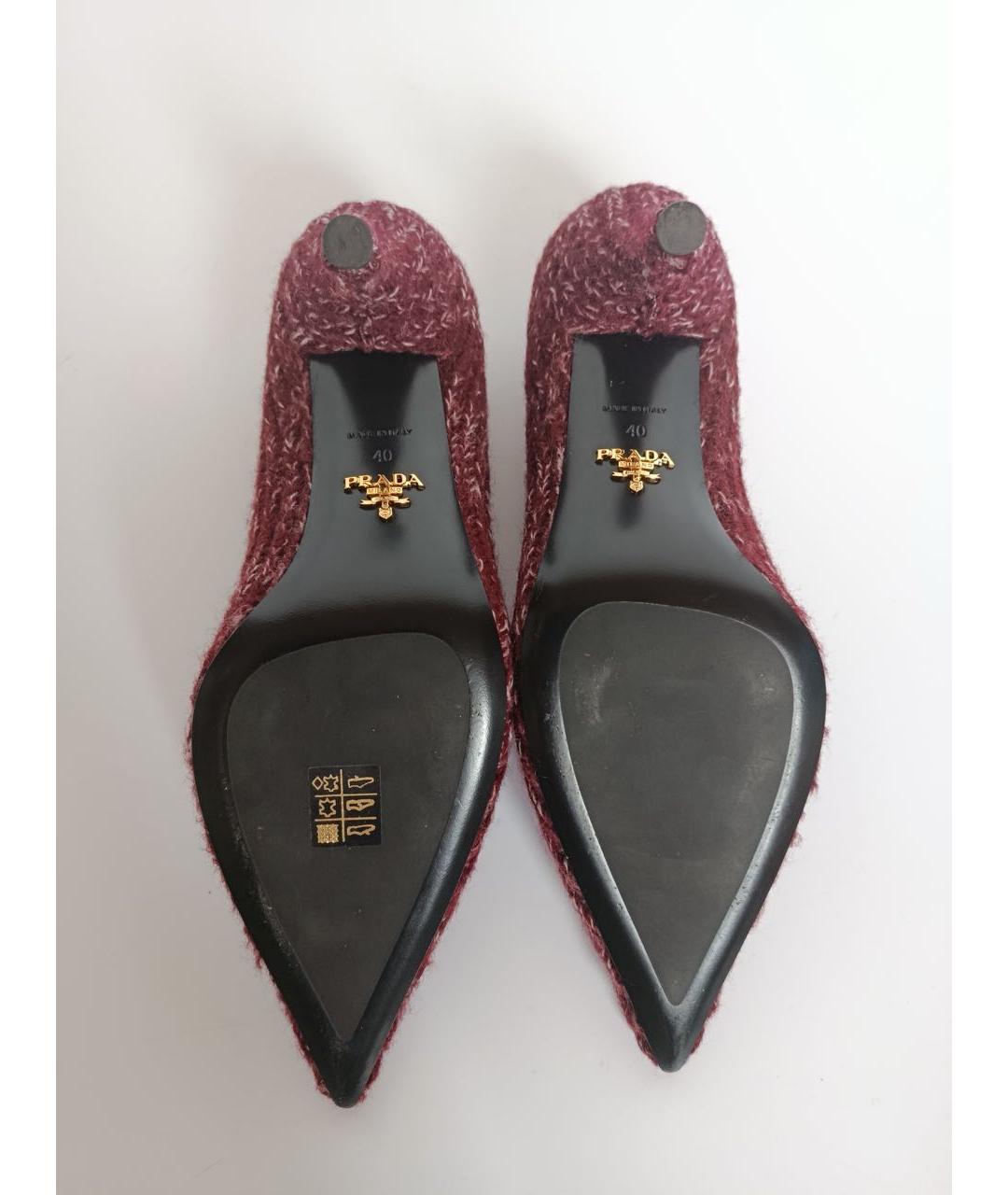 PRADA Бордовые текстильные туфли, фото 7