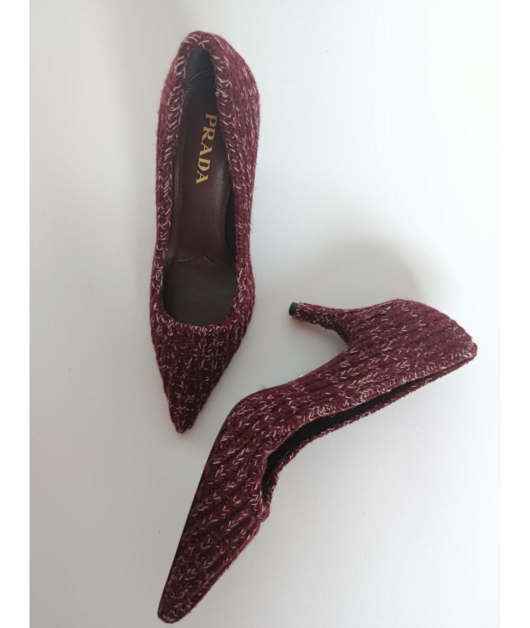 PRADA Бордовые текстильные туфли, фото 5