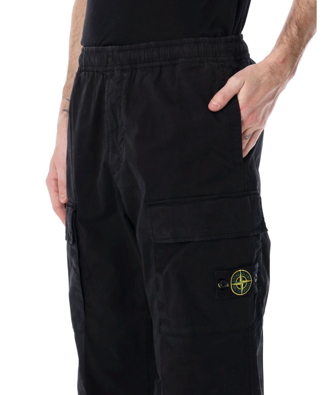 STONE ISLAND Черные хлопковые повседневные брюки, фото 3